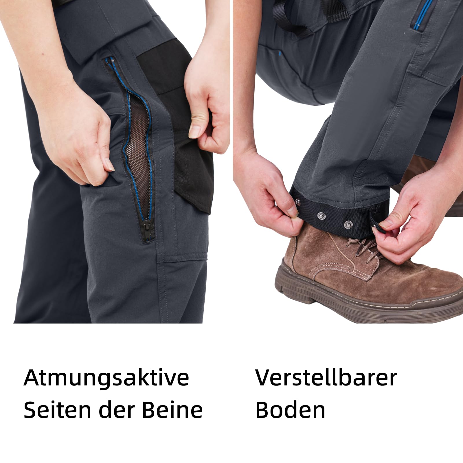 WORK IDEA Herren Slim-Fit Stretch Arbeitshose: Kritische Stoffbereiche aus Cordura – strapazierfähige Eleganz für vielfältige Arbeitsanforderungen.