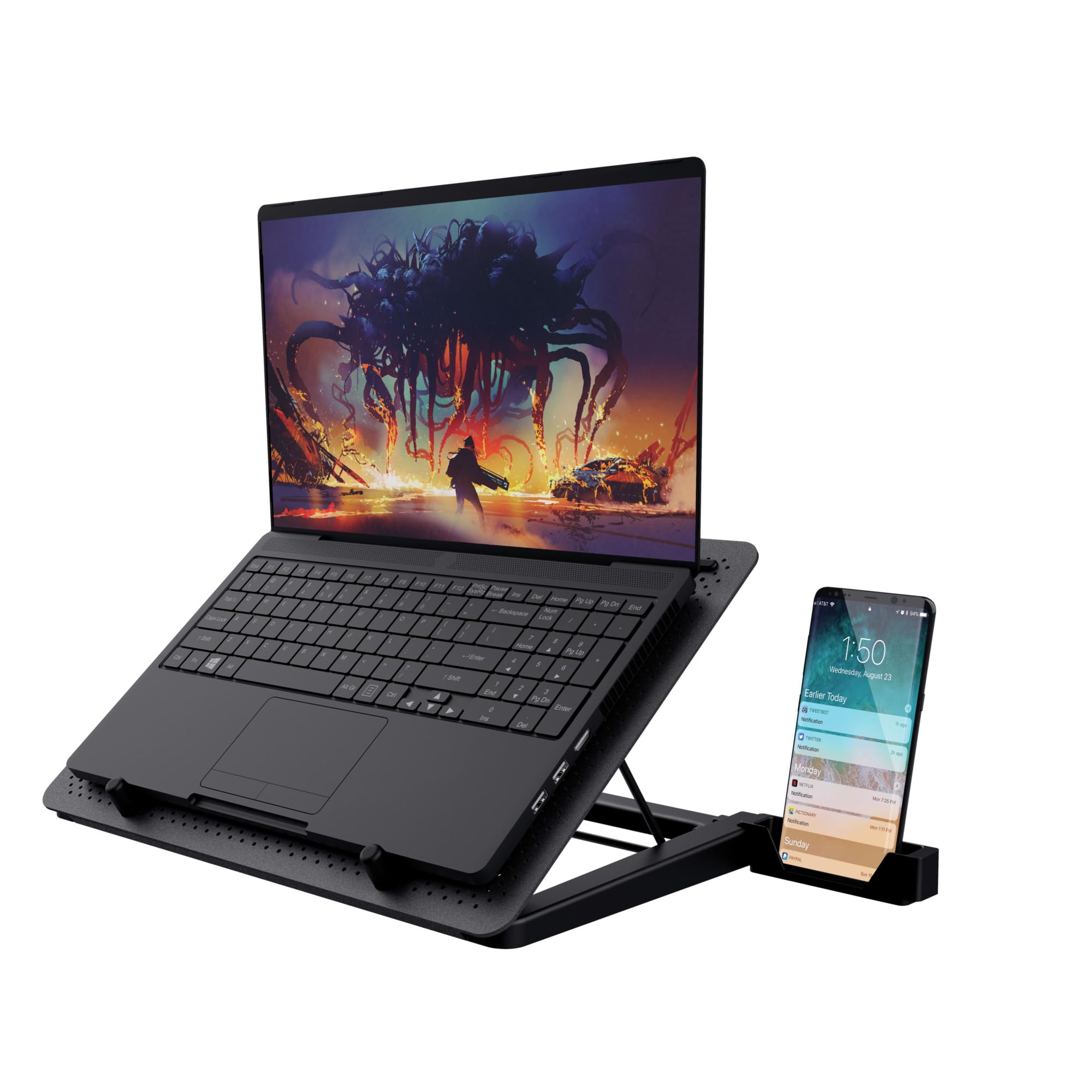 Trust Gaming GXT 1125 Quno Support de Refroidissement pour Portables 17,3 Pouces 5 Ventilateurs Éclairés
