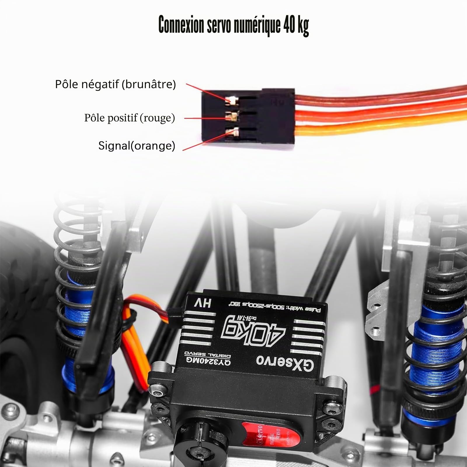 Servomoteur Binghe 40KG Digital Servo Numérique à Engrenages Métalliques pour RC 1/8 1/10 Hélicoptère Robot