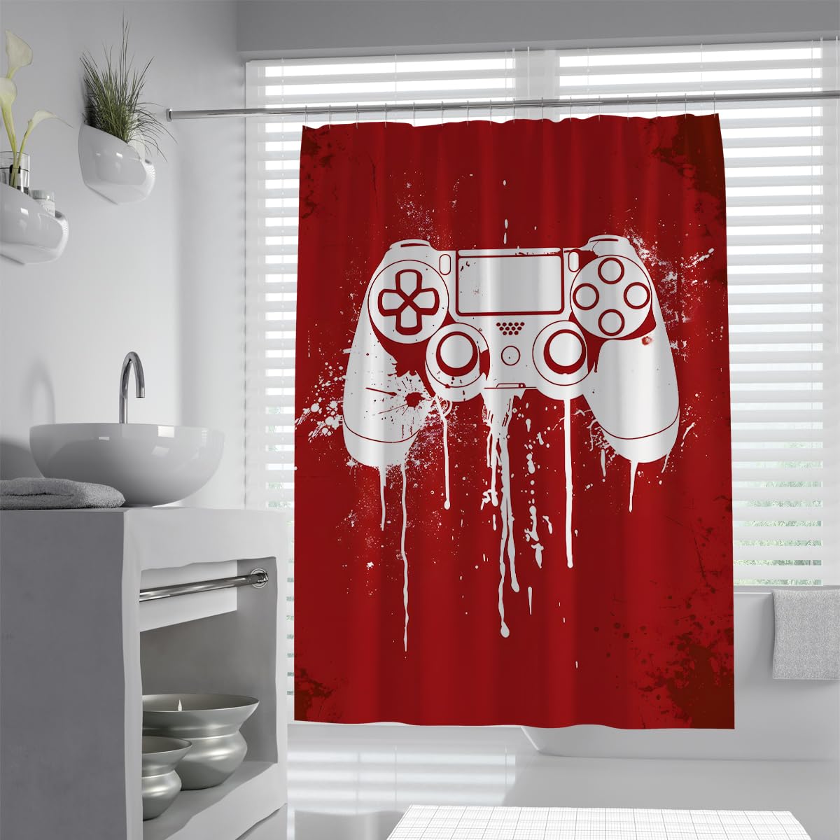 Rideau Douche Manette Jeu Moderne Splash 200 x 220 cm