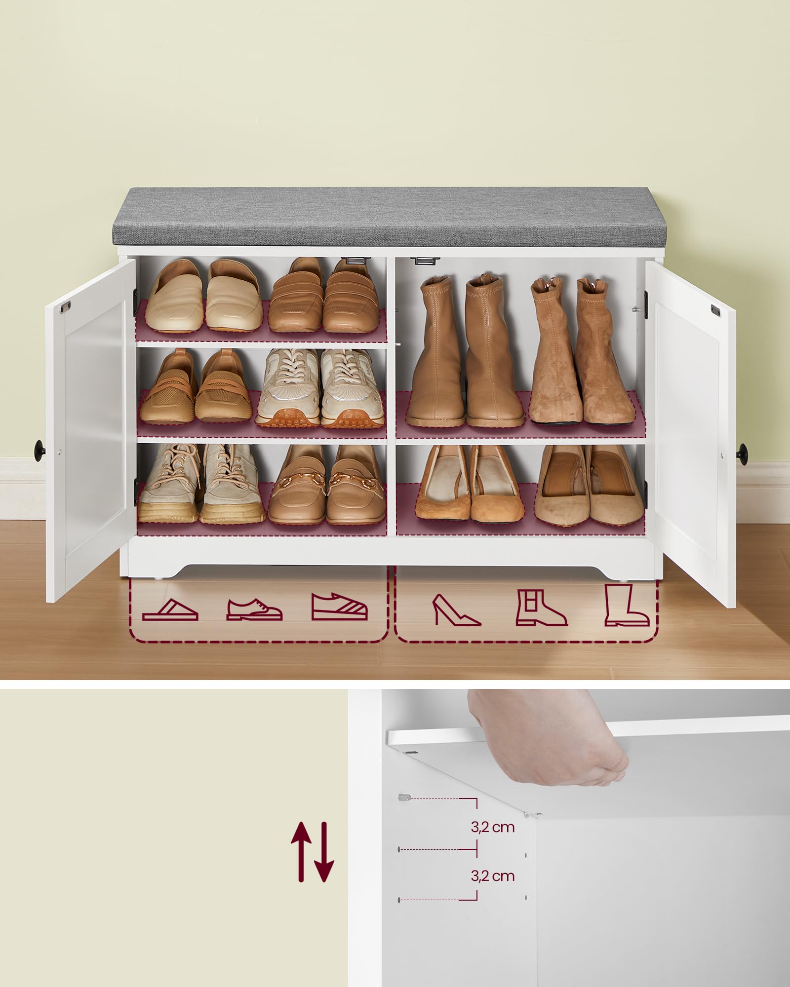 VASAGLE Schoenbank, Bank, Gestoffeerd, 3 Open Compartimenten Opbergruimte Onder De Zitting Schoenenrek Hal Woonkamer Slaapkamer Tot 150 Kg Draagvermogen Vintage Donkerbruin Lhs30bx De Vasagle Store Openen