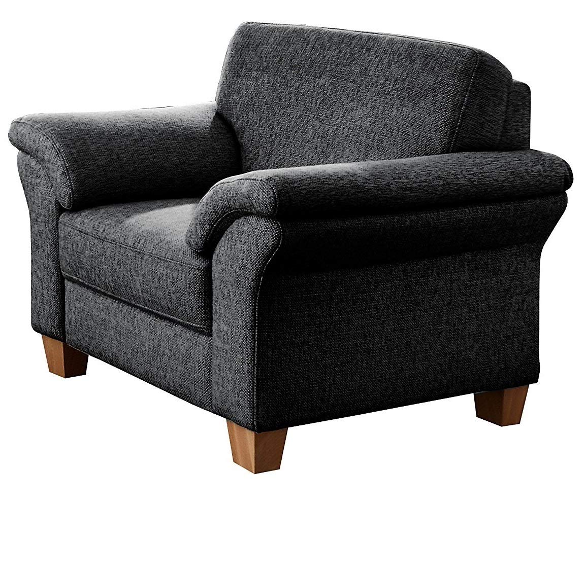 CAVADORE Sessel Byrum / Großer 1-Sitzer im Landhausstil mit Federkern / Passend zur edlen Sofagarnitur Byrum / 101 x 87 x 88 / Flachgewebe: Grau