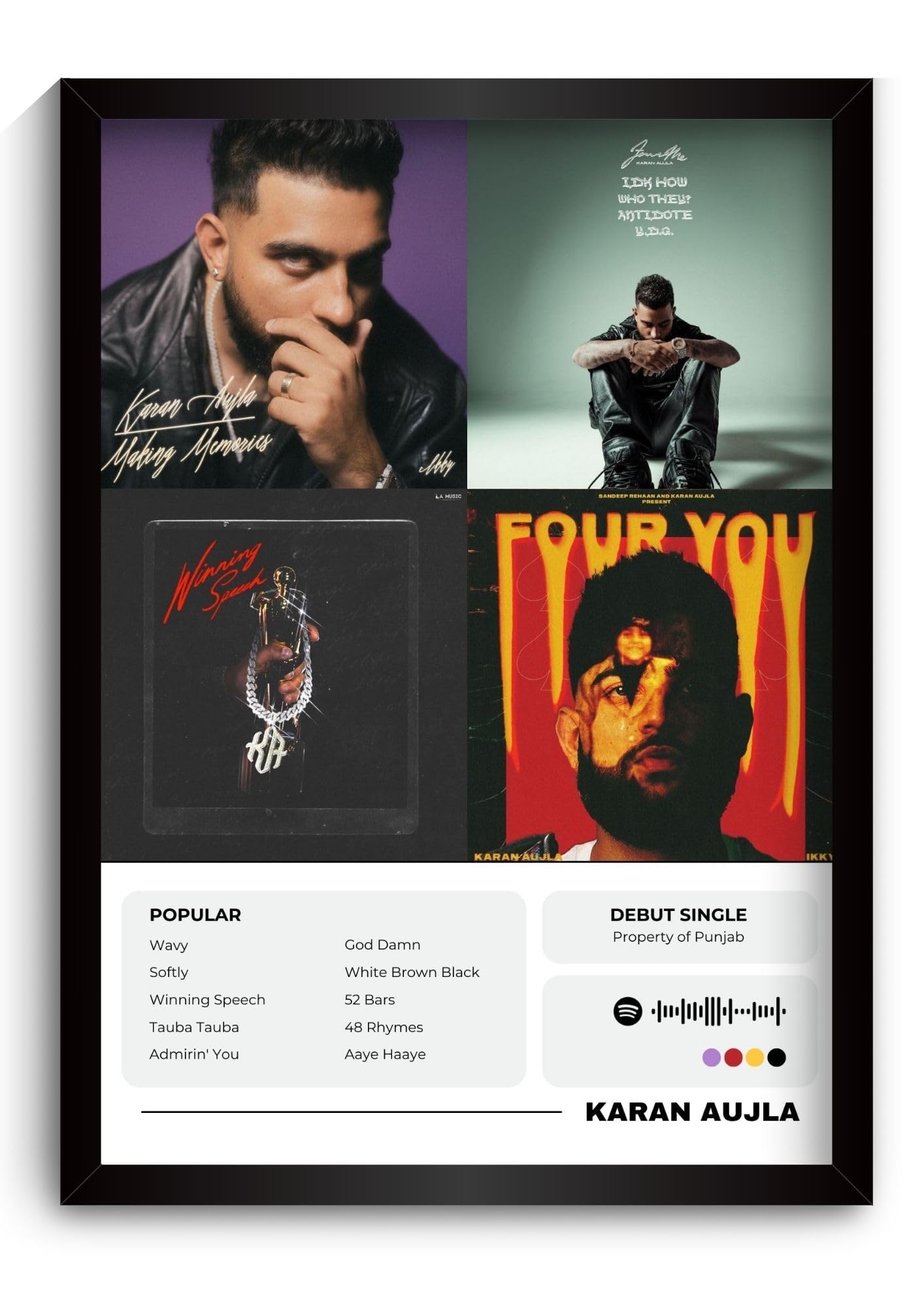 Funk You Store Karan Aujla Poster | Framed A4 Poster | 52 Bars, Winning Speech, Ykwim, Making Memories | 31 x 23 cm | Sleek Aesthetic Frame for Wall, Room Decor, Gifting, Study Table (Karan Aujla)-image-34