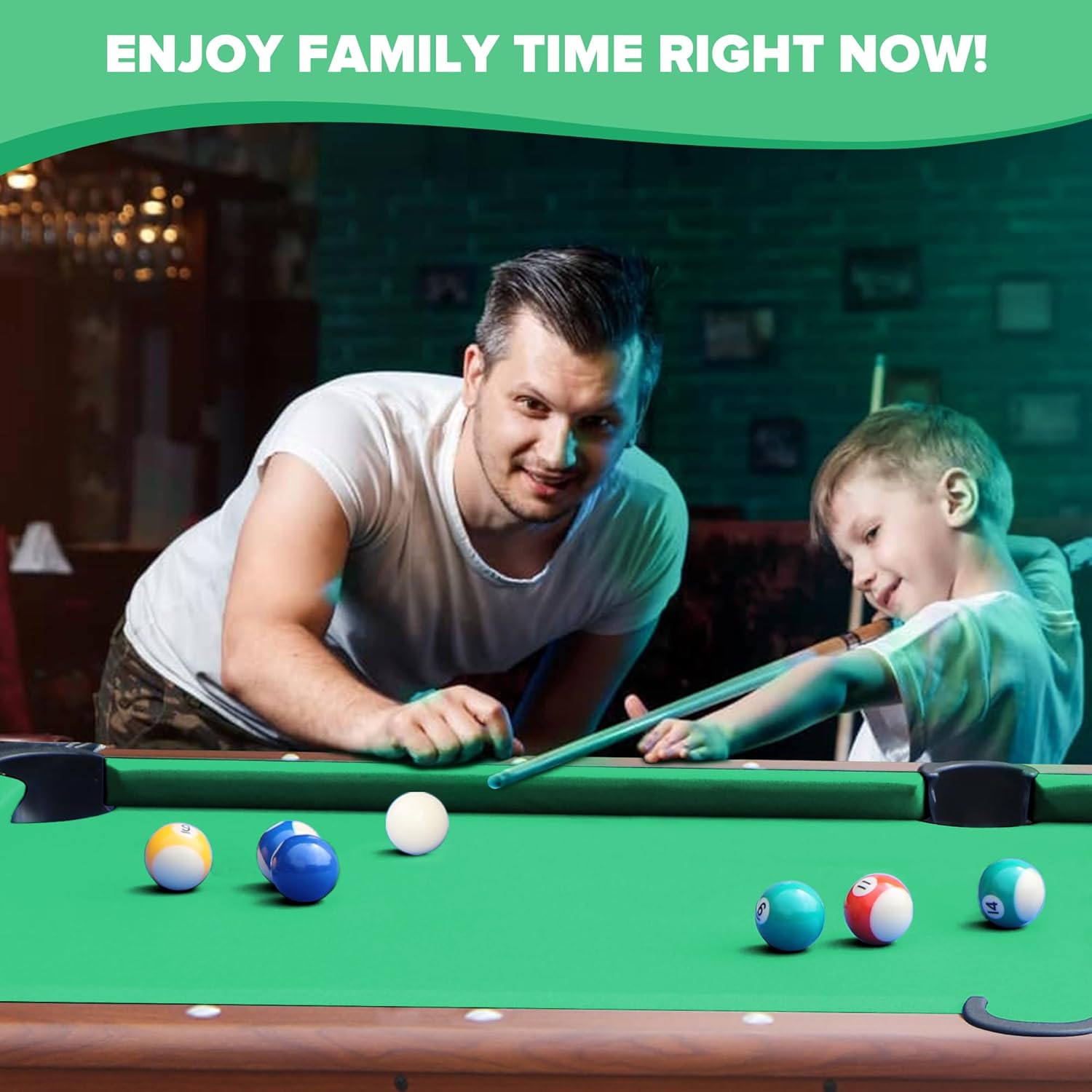 Ditkoko Billiard Table, 64" Folding Pool Table with with Balls, Cues, Chalk, Brush and Triangle, Pool Table Set for Family Game Room, Adult Rrec Room, Basements, Man cave or Garage