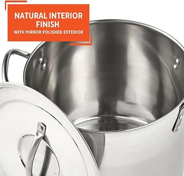 IMUSA Stainless Steel Stock Pot with Lid, 20 Quart, Silver