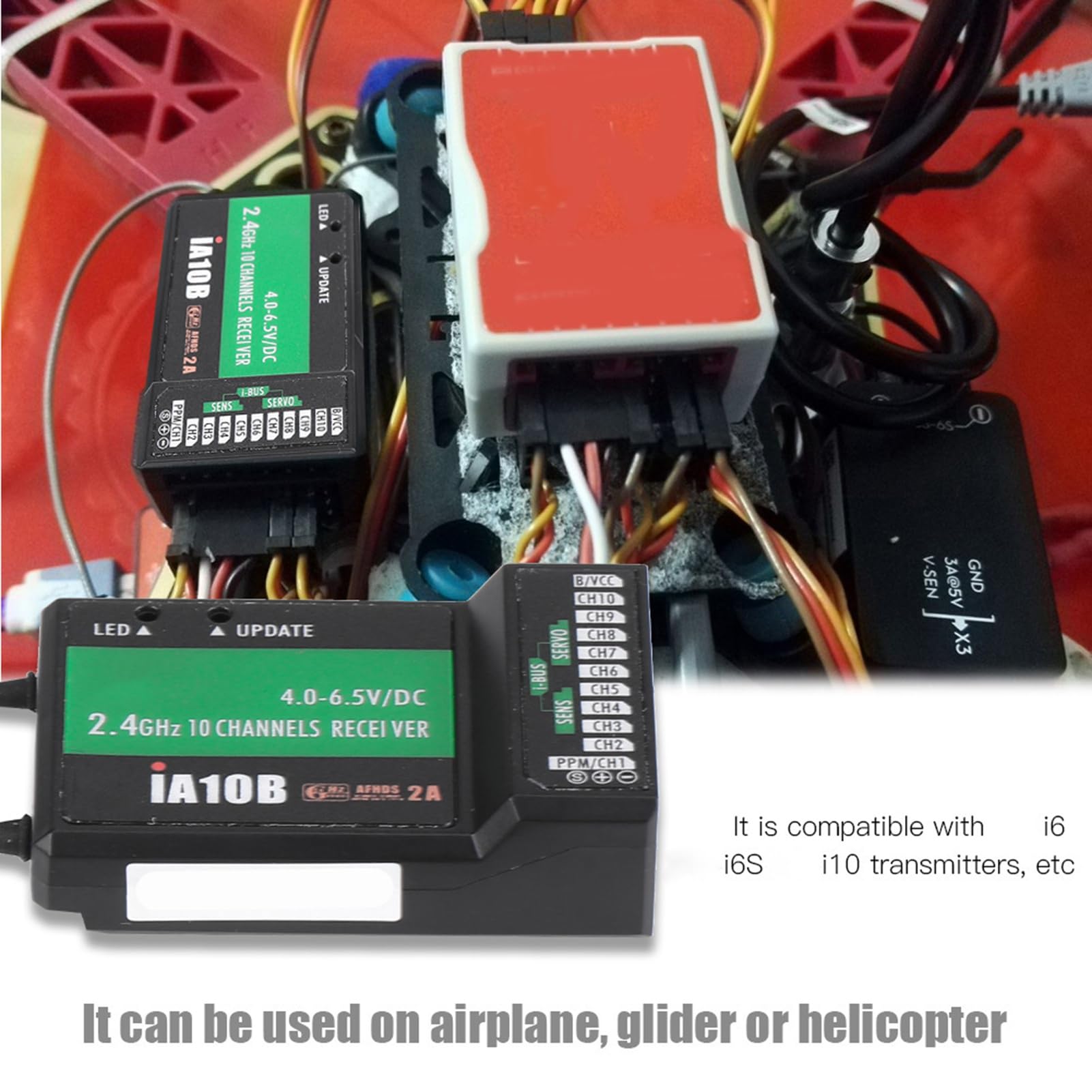 Flysky FS-IA10B 2.4G Receptor de 10 canales Salida PPM con puerto IBus para helicóptero RC