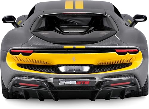 Miniatura 3 de Bburago 1/18 Ferrari 296 GTB Gris y Amarillo – Coche miniatura fiel y realista para niños – a partir de 3 años, reproducción fina en plástico –