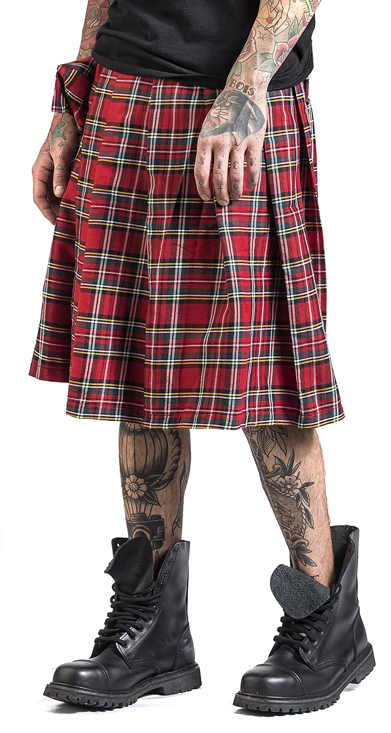 Fear is Over Kilt Uomo Gonna al Ginocchio Rosso