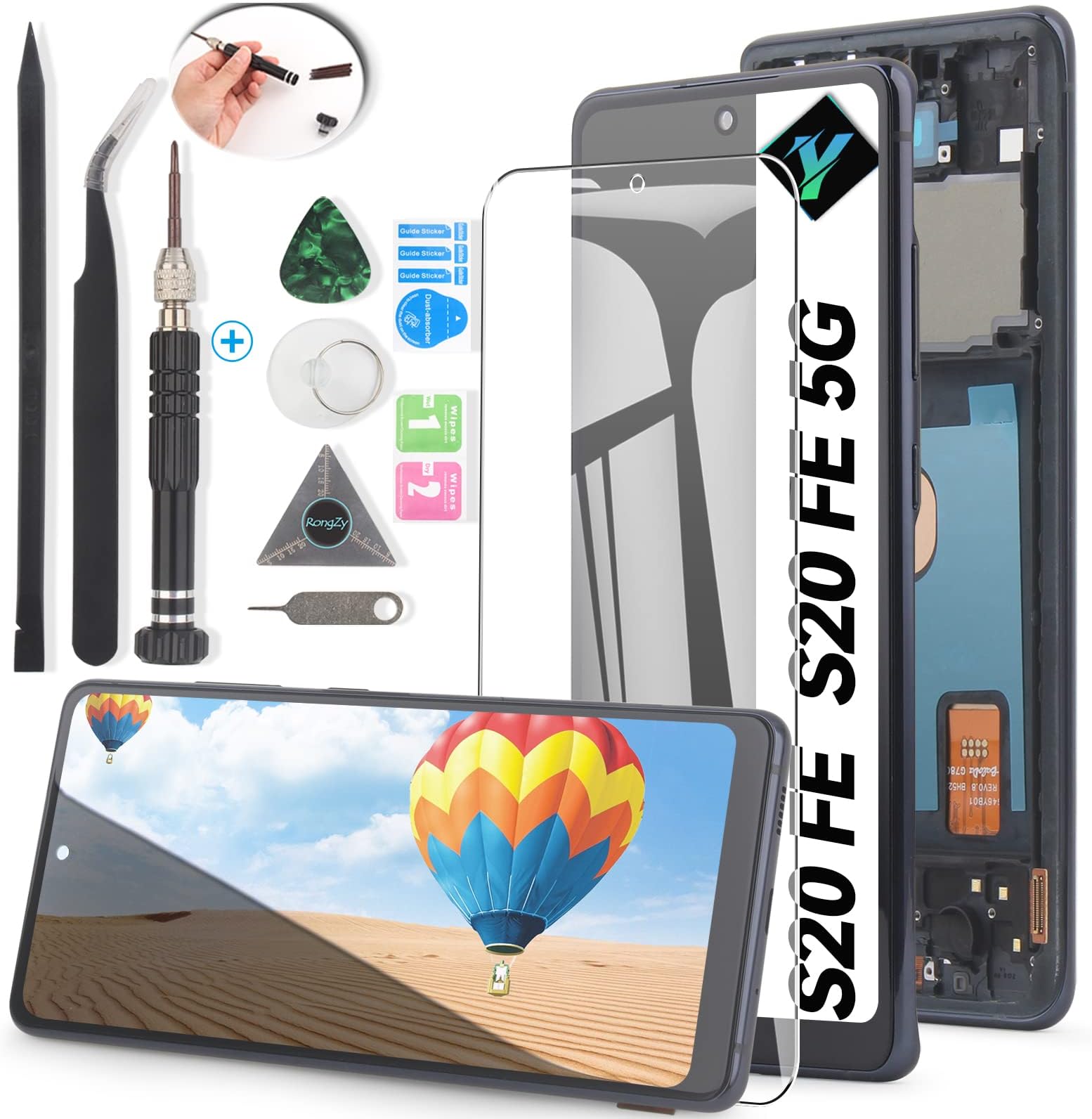 Screen for Samsung Galaxy S20 FE 2022/S20 FE 5G Screen Replacement for Samsung S20 FE SM-G781 G781B G781U G781F/DS G781W LCD Touch Display Digitizer Assembly with Tools(Black with Frame)