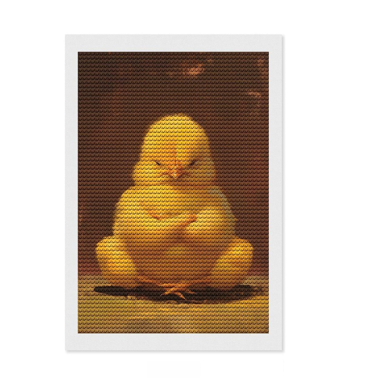 Junmoney Angy Chick in Yoga Diamond Art Kit 8"x12", Satisfying Creative Project, Creative Leisure Activity, Cosy Home Accent, Christmas Gift