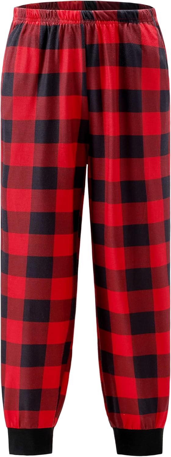 Ekouaer Boys Jogger Pajama Pants Long Plaid Pj Pants Elastic Waistband Lounge Pants with Pockets