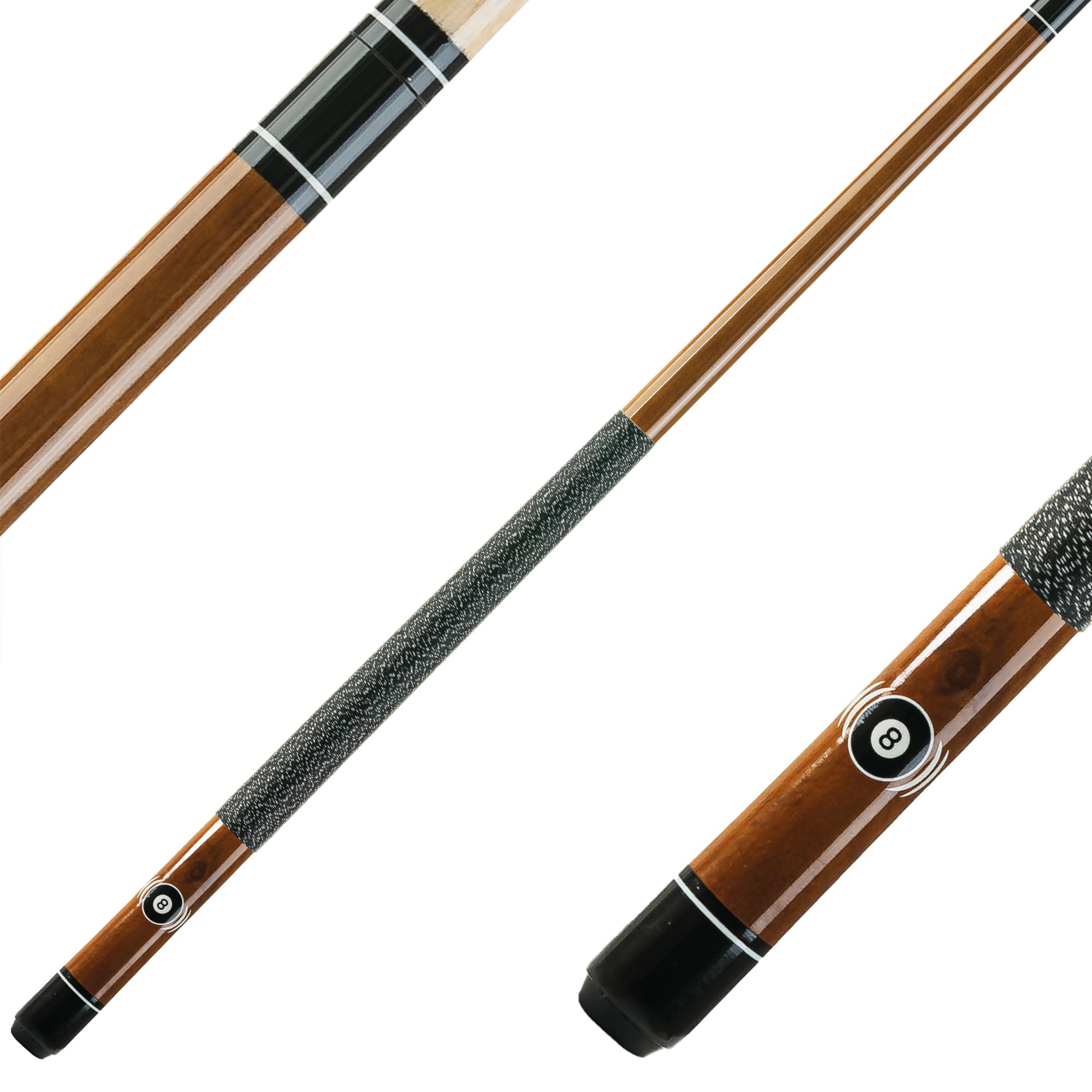 Winsport Poolcue Eight-Ball 13 mm Profi-Klebeleder – honigbraun gebeizt, Ahornholz, 147 cm, 2-TLG.