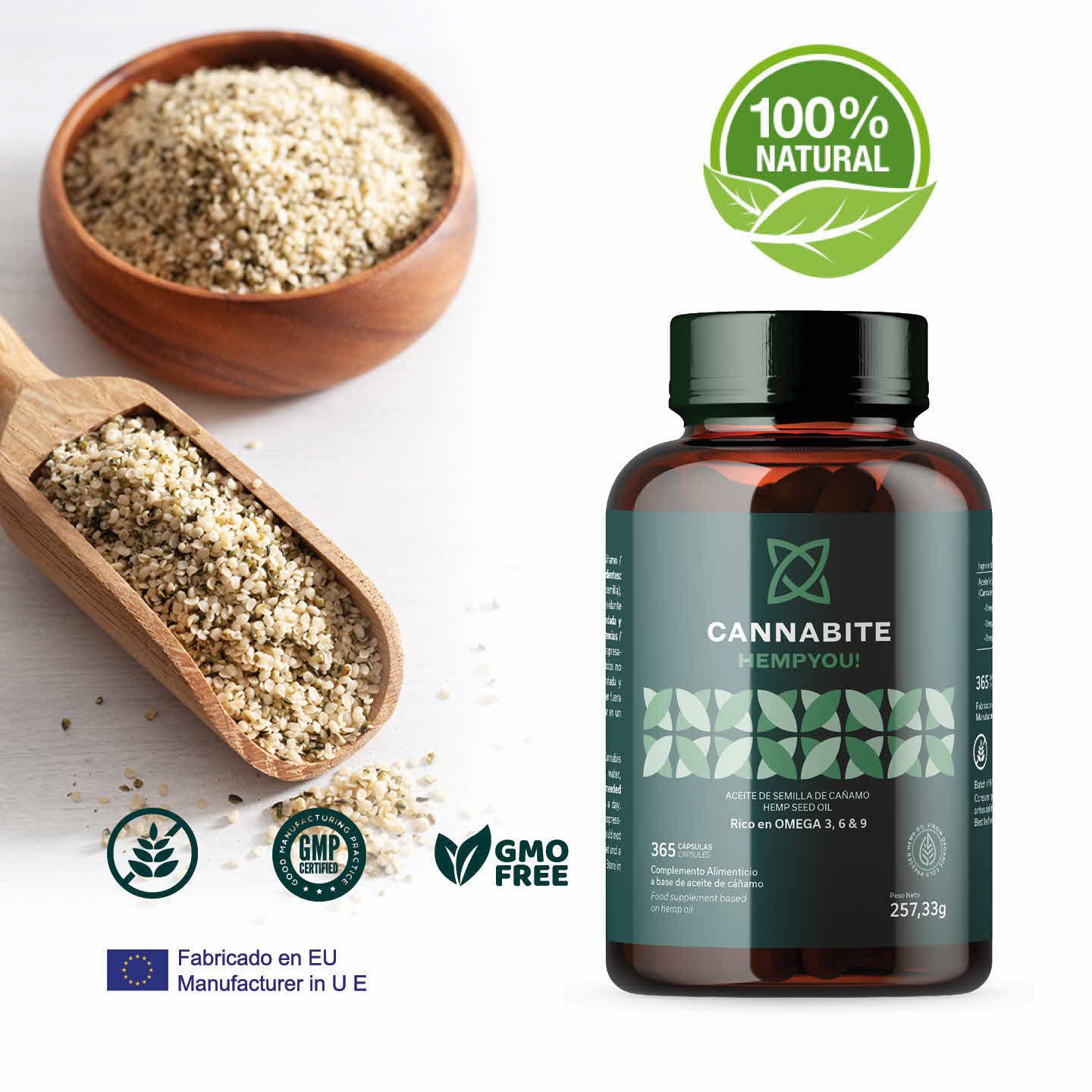 Omega 3, 6, 9 Vegetale - 365 Capsule Di Olio Di Semi Di Canapa Vergine, Spremuto A Freddo, Senza Additivi,