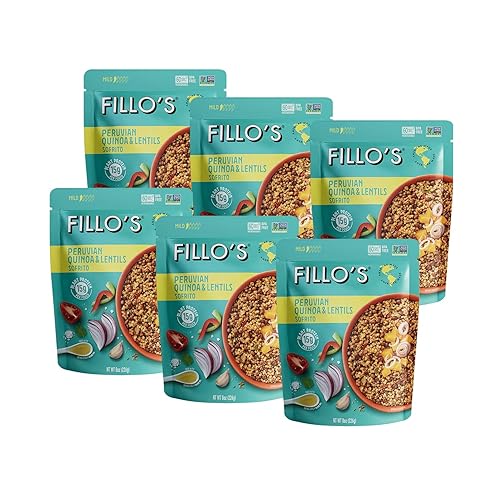 Fillo Peruana Quinoa y Lentejas listo para comer quinua con lentejas 6 unidades 8 onzas cada una sazonado con Sofrito vegetal fresco microondas sin