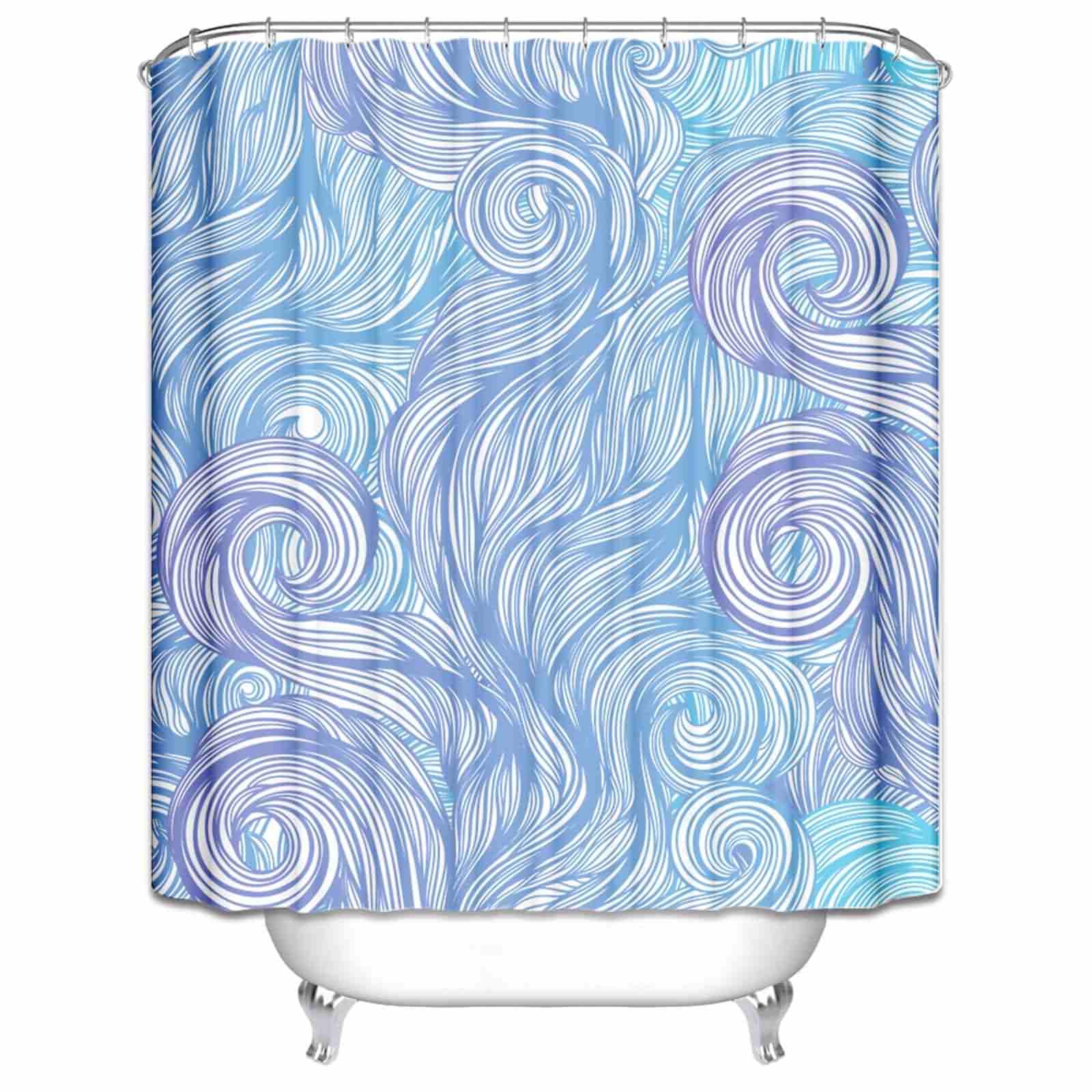 Rideau de salle de bain rideau douche cheveux opaque bleu violet 200x180