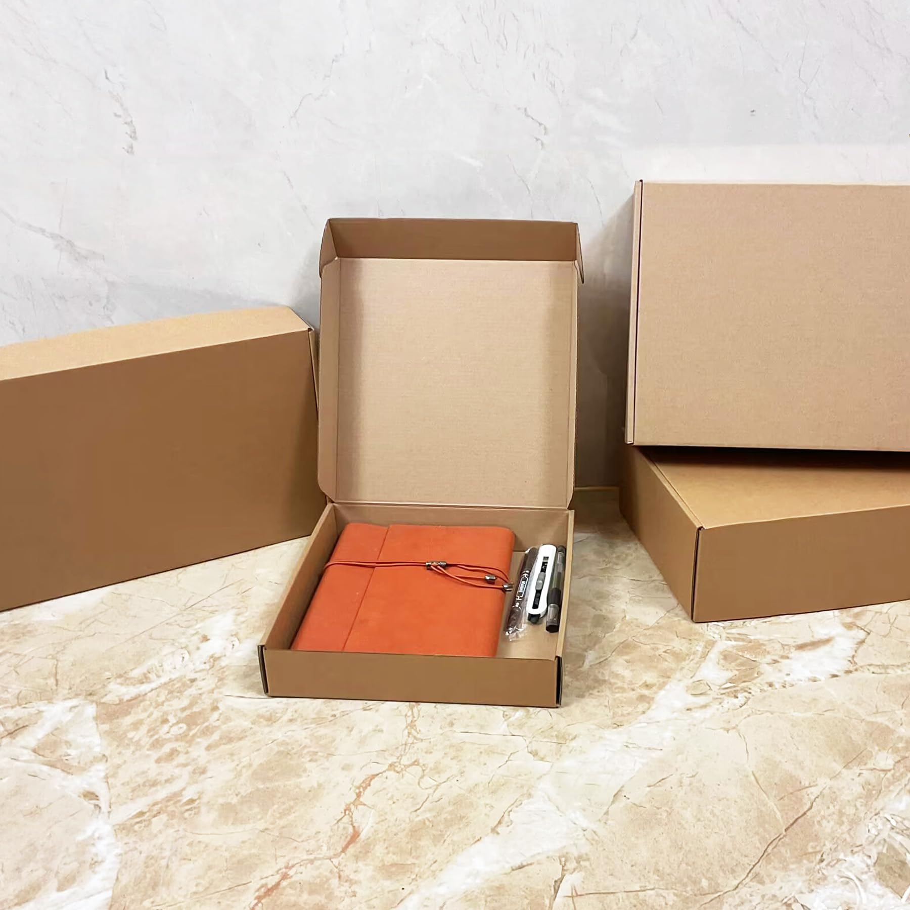 Juego de 20 cajas corrugadas marrones de 10 x 10 x 2 pulgadas para embalaje de pequeñas empresas, cajas de correo a granel para cumpleaños, bodas, fiestas y libros