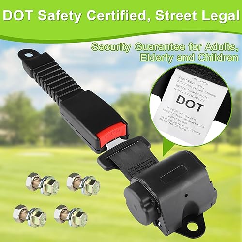 Miniatura 2 de Retractable 61" DOT Seatbelts, Universal 2 Point Adjustable Seat Belts for Golf Carts EZGO, Yamaha, Club Car, ICON, Star, Zone Golf Carts, Go Kart,