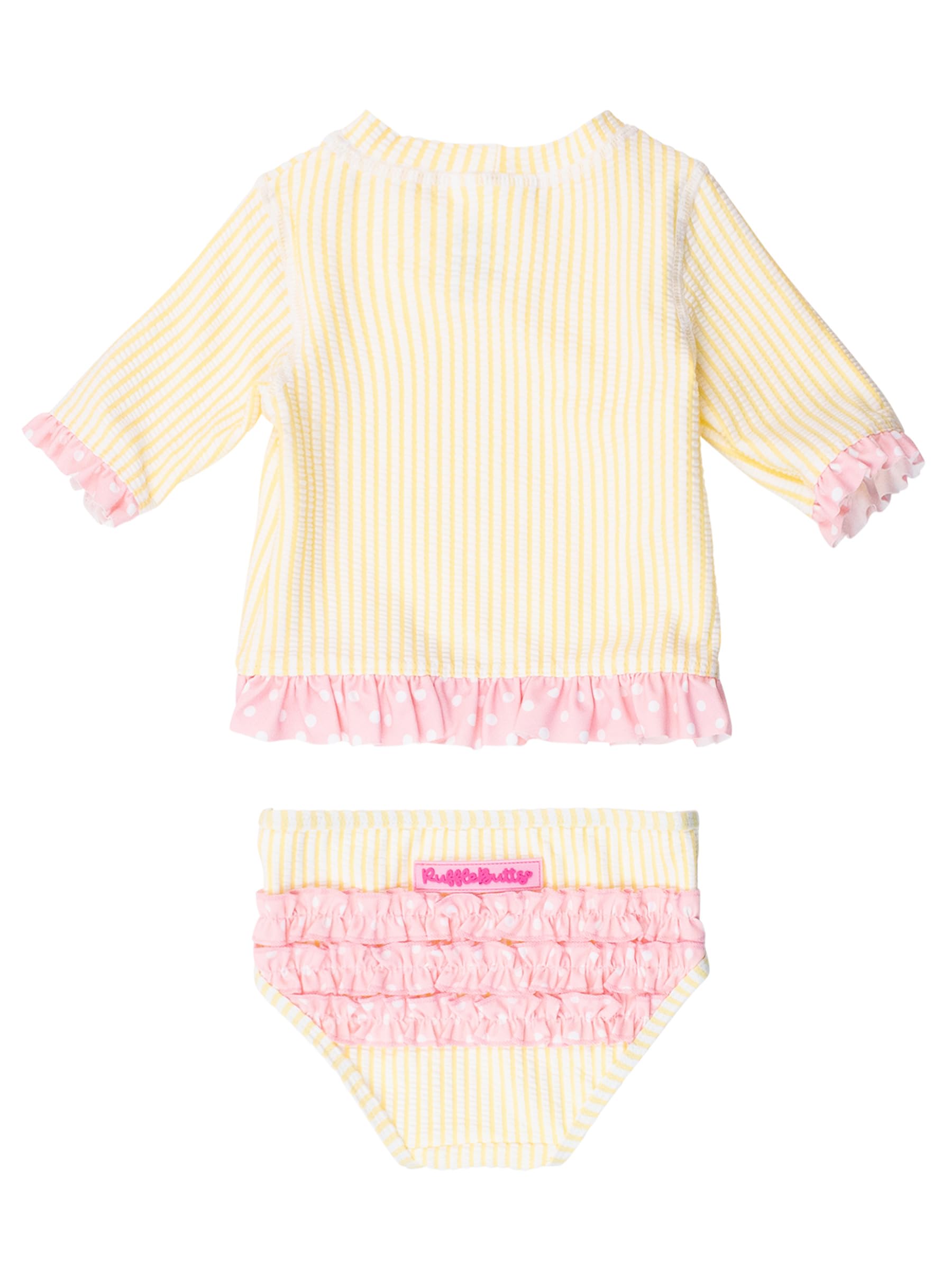 RuffleButts Baby Kleinkind Mädchen Seersucker Sonnenschutz Lsf 50 Kurzarm Rüschen Rashguard Bikini