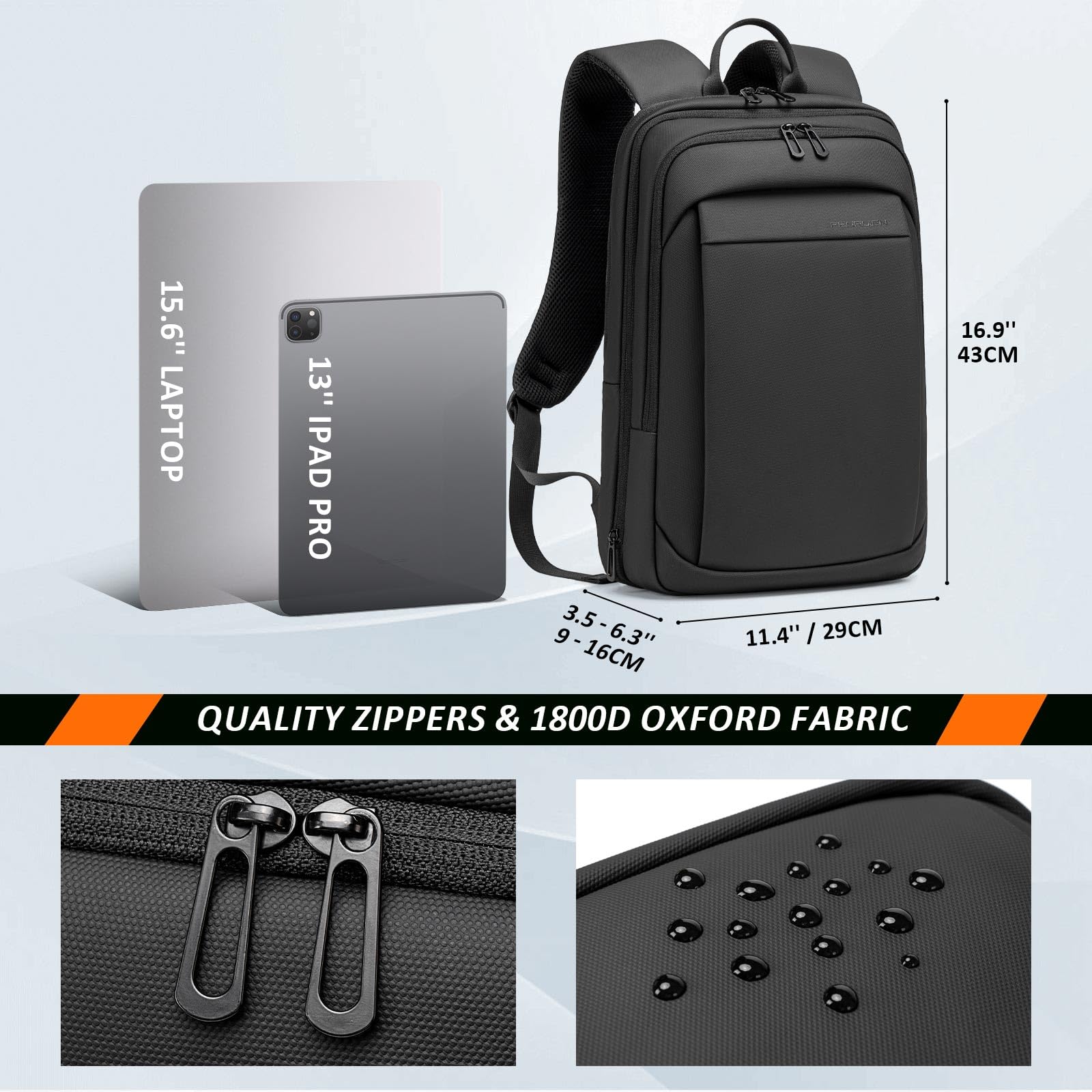 FENRUIEN Office Backpack for Men, Black
