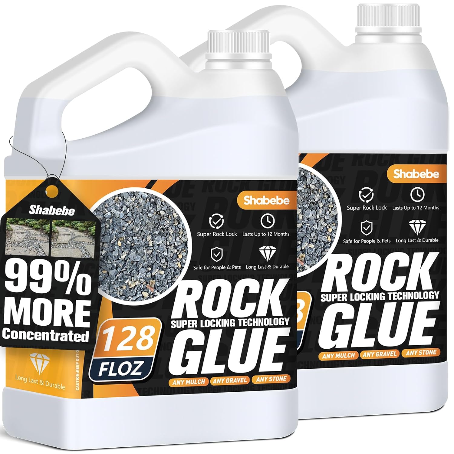 Rock Glue for Landscaping, 2Gallon Mulch Glue Fast-Drying Adhesive Rocks, Mulch Binder Gravel Hold | Weather-Resistant Small Pebbles, Pea Gravel Stabilizer Outdoor Stabilizer for Gardens