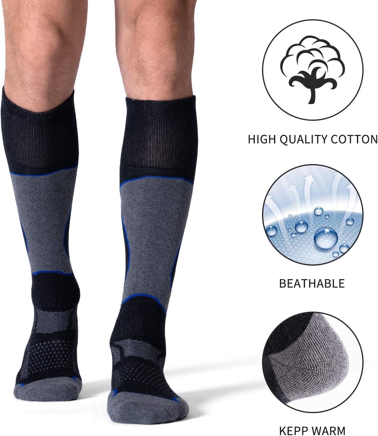 CS CELERSPORT 2/3/4 Pack Ski Socks for Men and Women Skiing, Snowboarding, Winter Performance Socks - Image 4
