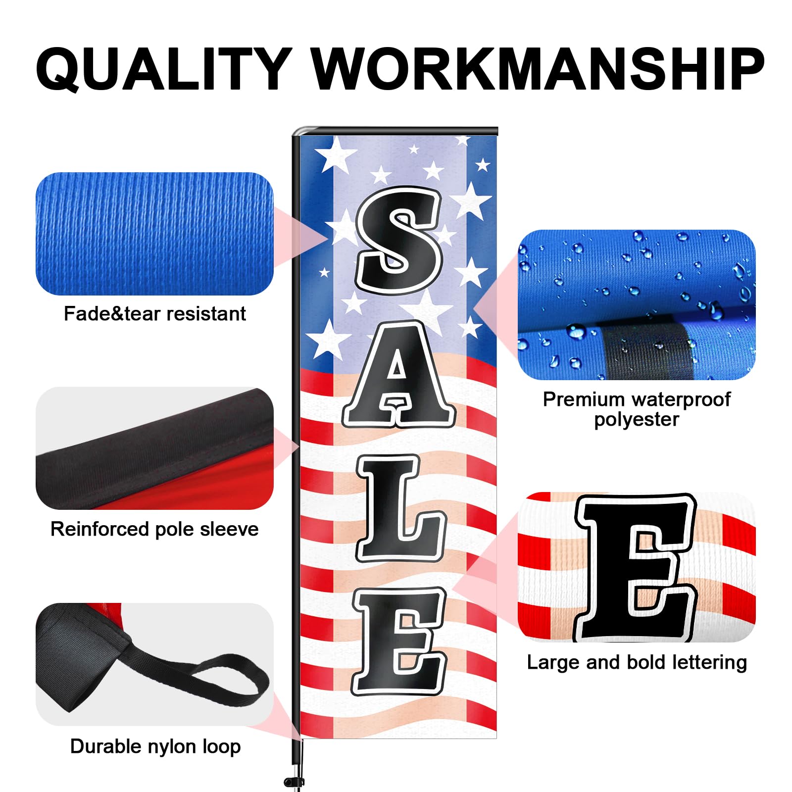 Bandera rectangular de plumas con kit de mástil de bandera y estaca de tierra, bandera sin viento de 11 pies, para publicidad en interiores y exteriores