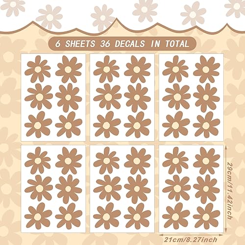 Miniatura 2 de BBTO Calcomanía de pared de margaritas de vinilo de flores, calcomanías de margaritas, calcomanías florales para despegar y pegar, para guardería,