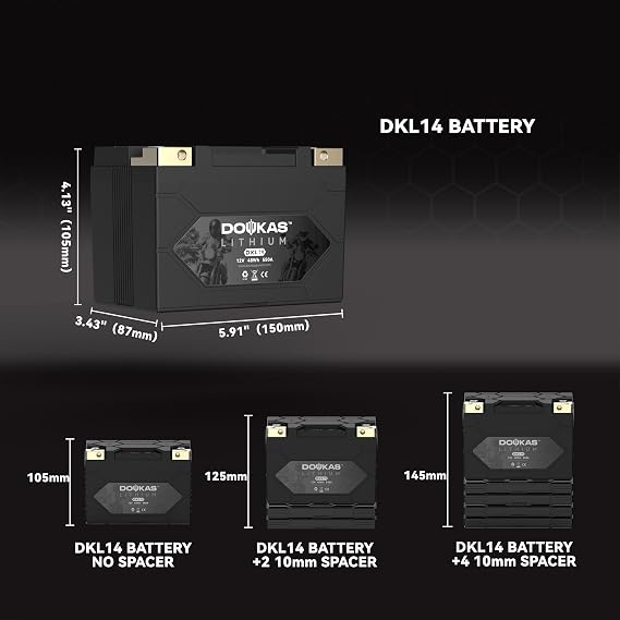 DKL14 550A LiFePO4 Motorcycle Lithium Battery, 12V 4Ah Powersports Batteries, Compatible Jet Ski, ATV, Lawn Mower, Scooter, Snowmobile