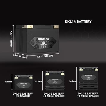 DKL14 550A LiFePO4 Motorcycle Lithium Battery, 12V 4Ah Powersports Batteries, Compatible Jet Ski, ATV, Lawn Mower, Scooter, Snowmobile