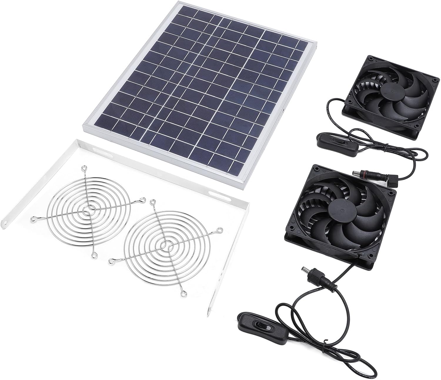 Solar Panel Exhaust Fan, 15W 18V Water Proof Energy Saving Solar Powered Ventilation Fan with Easy to Use Switch, for Greenhouse Shed Pet House Farm Garage Warehouse