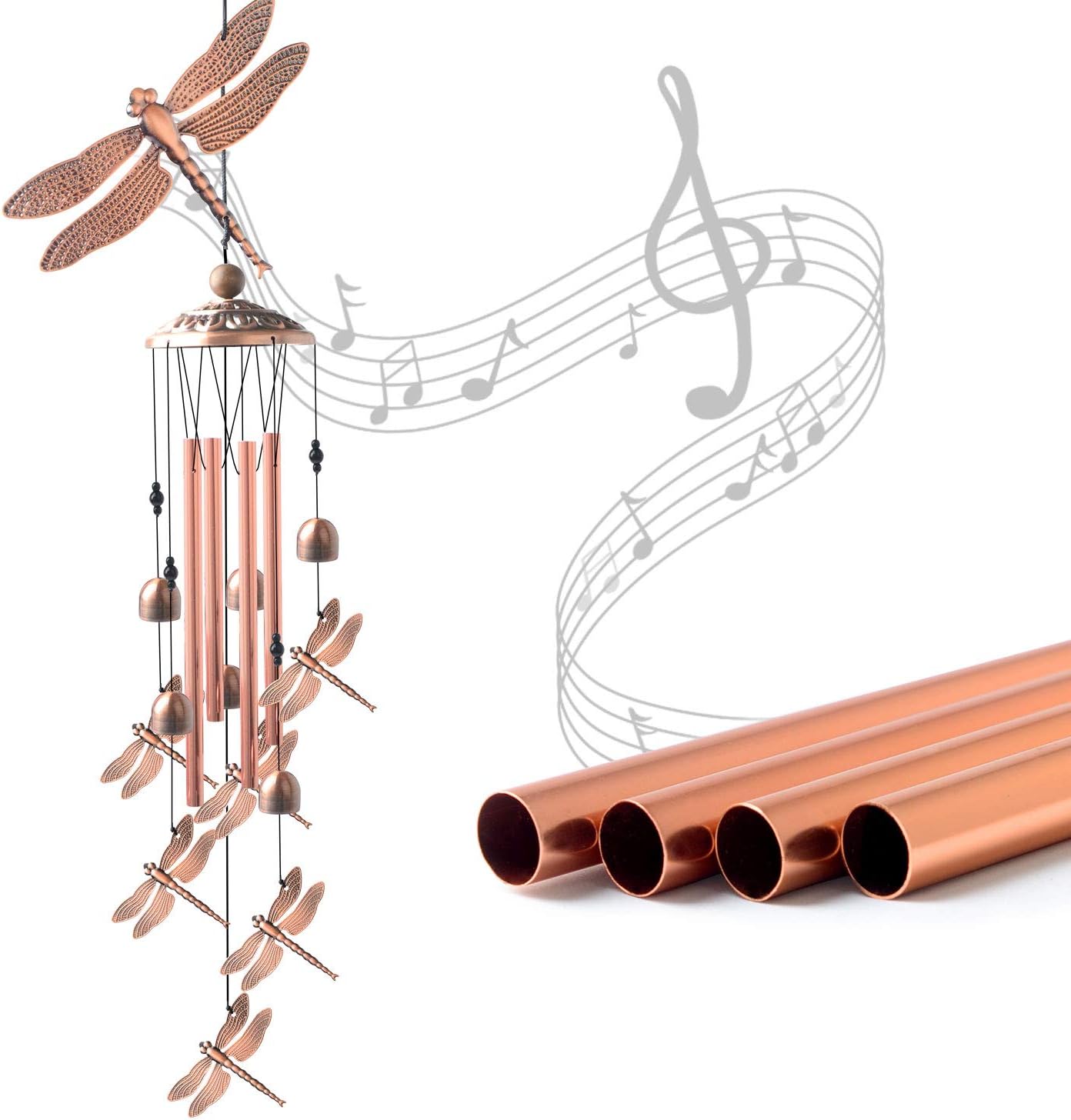 Dragonfly Wind Chimes, windchimes Outdoor, Garden Decor, Garden Gifts, Gifts for mom,Memorial Wind-Chimes Copper windchimes Indoor/Outdoor Waterproof