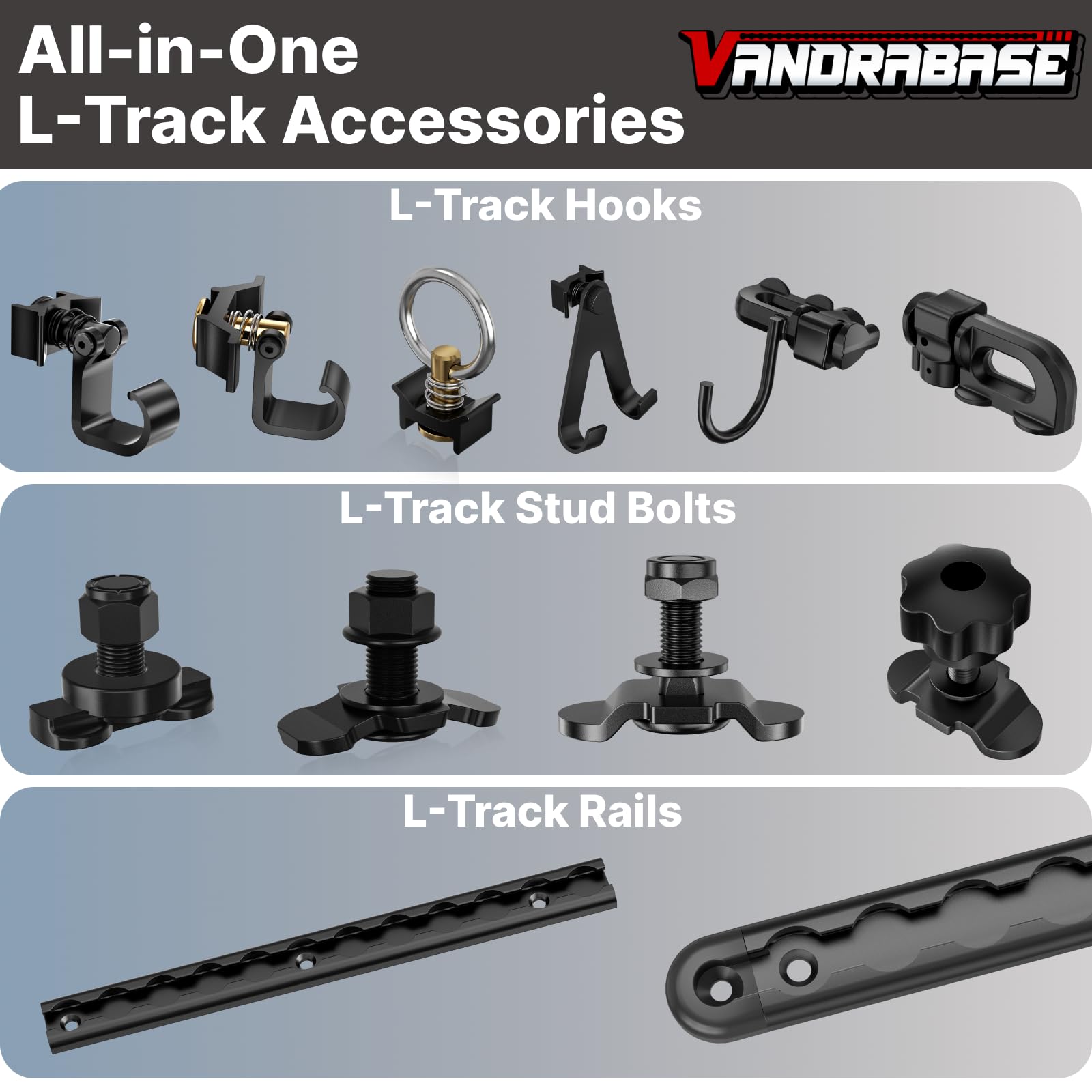 Confezione da 4 ganci a L con montaggio a perno singolo, gancio regolabile a molla, capacità di carico massima 45,4 kg, accessori resistenti per rimorchi e garage