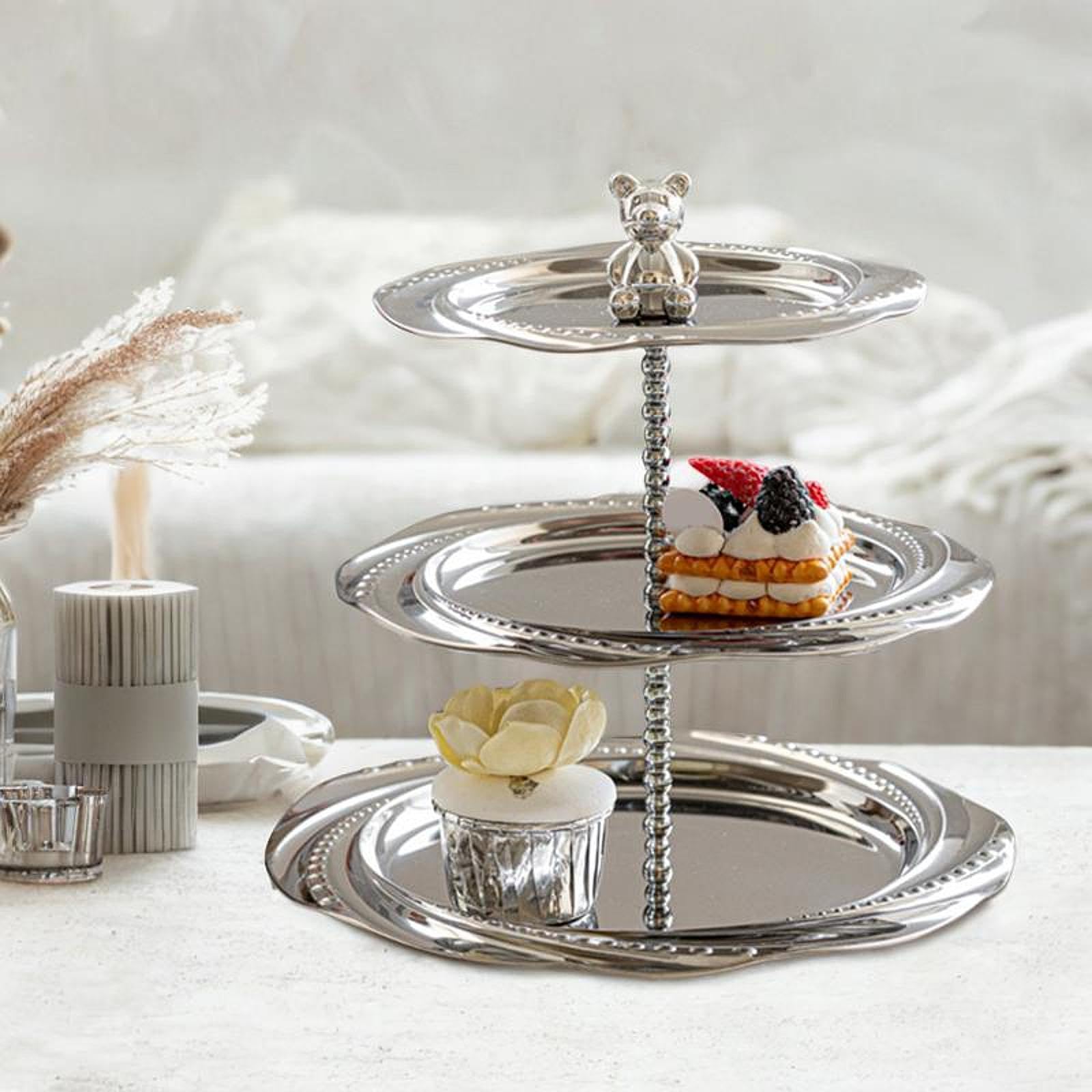 Bandeja para Servir Postres con Soporte para Cupcakes en Y Pequeña Figura de Oso, Moderna Bandeja para Servir, Expositor de Joyas para año, 20 Cm 24 Cm 28 Cm