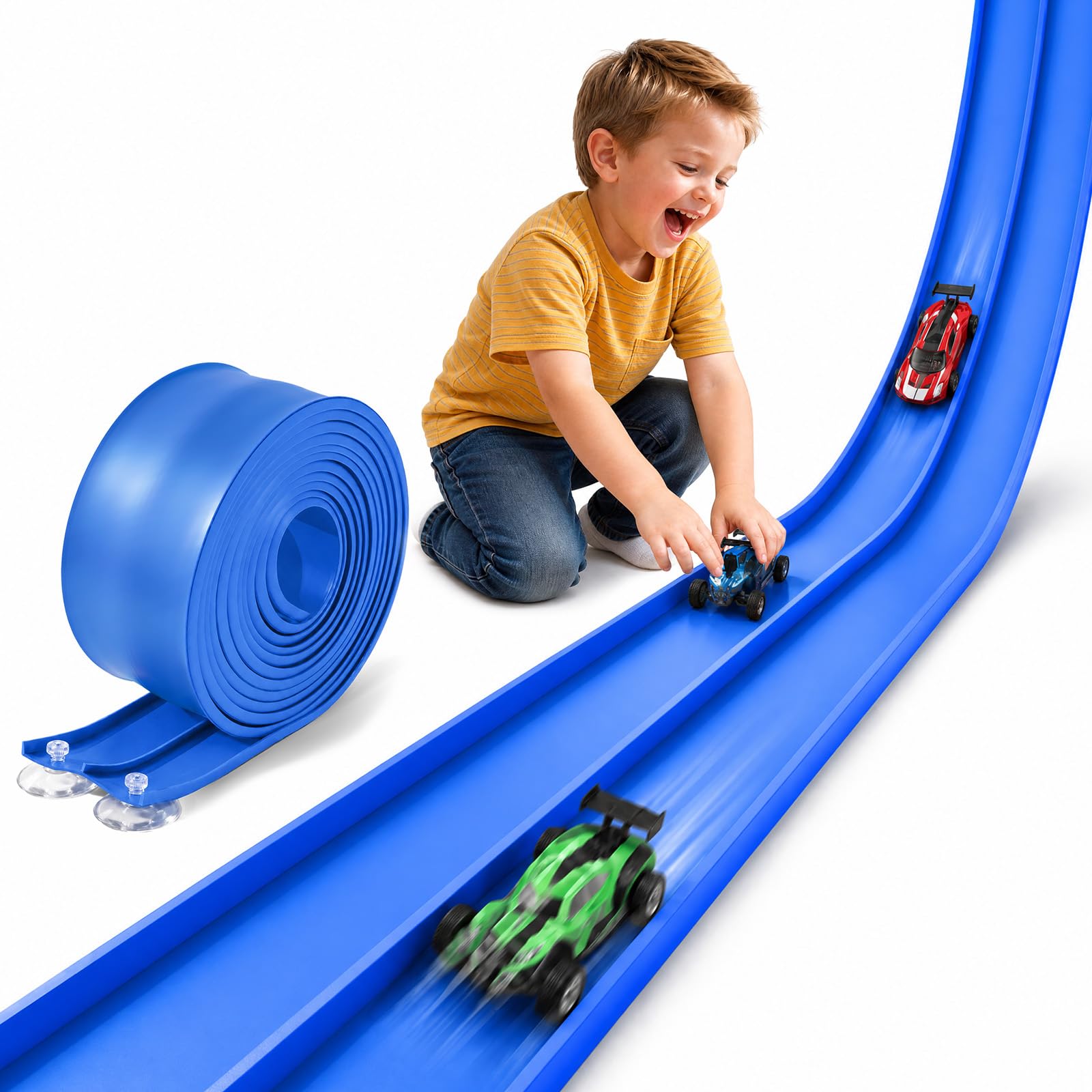 Flex Track 15 Ft Flexible Race Track for Kids 3+,Compatible 1/64 Car Track