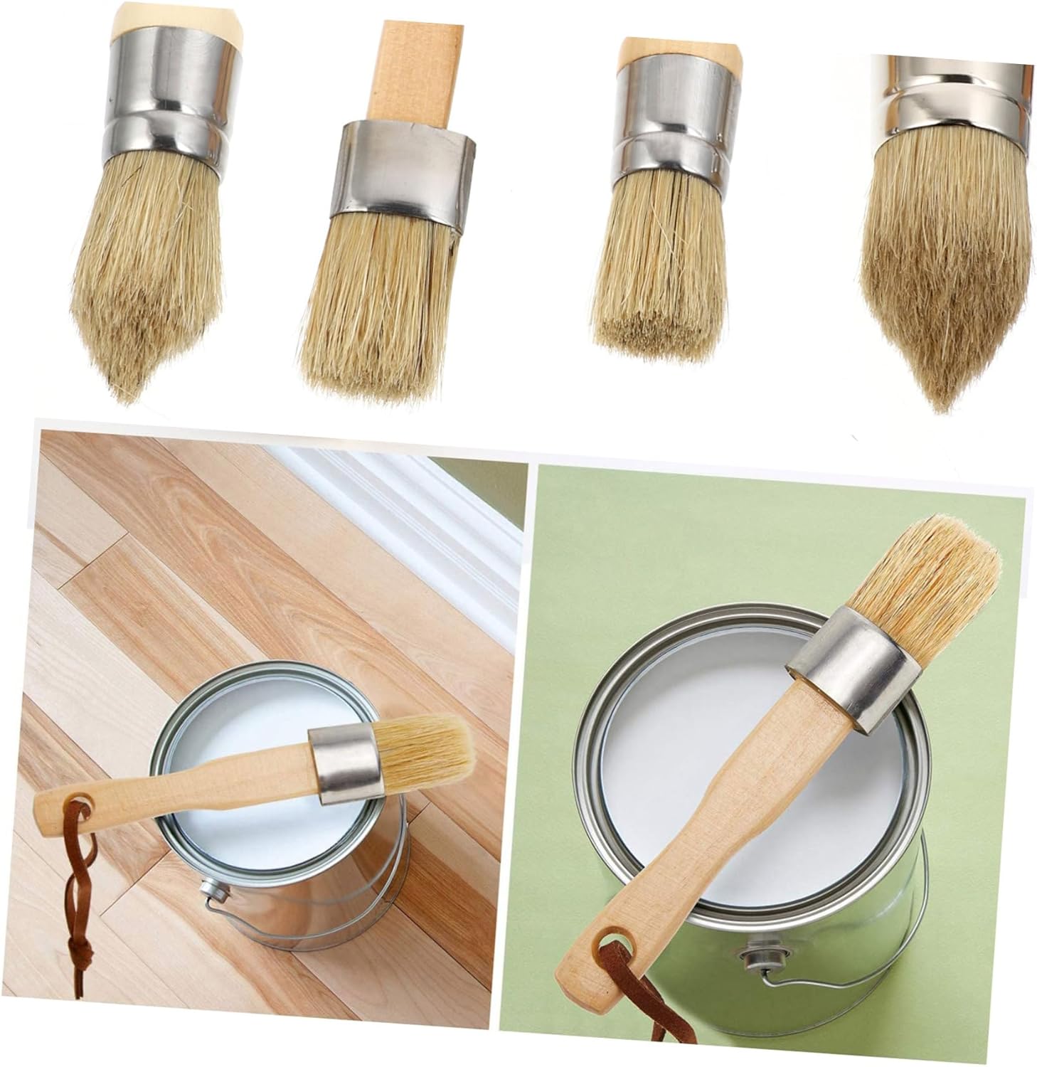 OSALADI Round Head Painting Brushes Bristle Hair Stain Brush for Glue Paint Home Wooden Handle Versatile for Arts