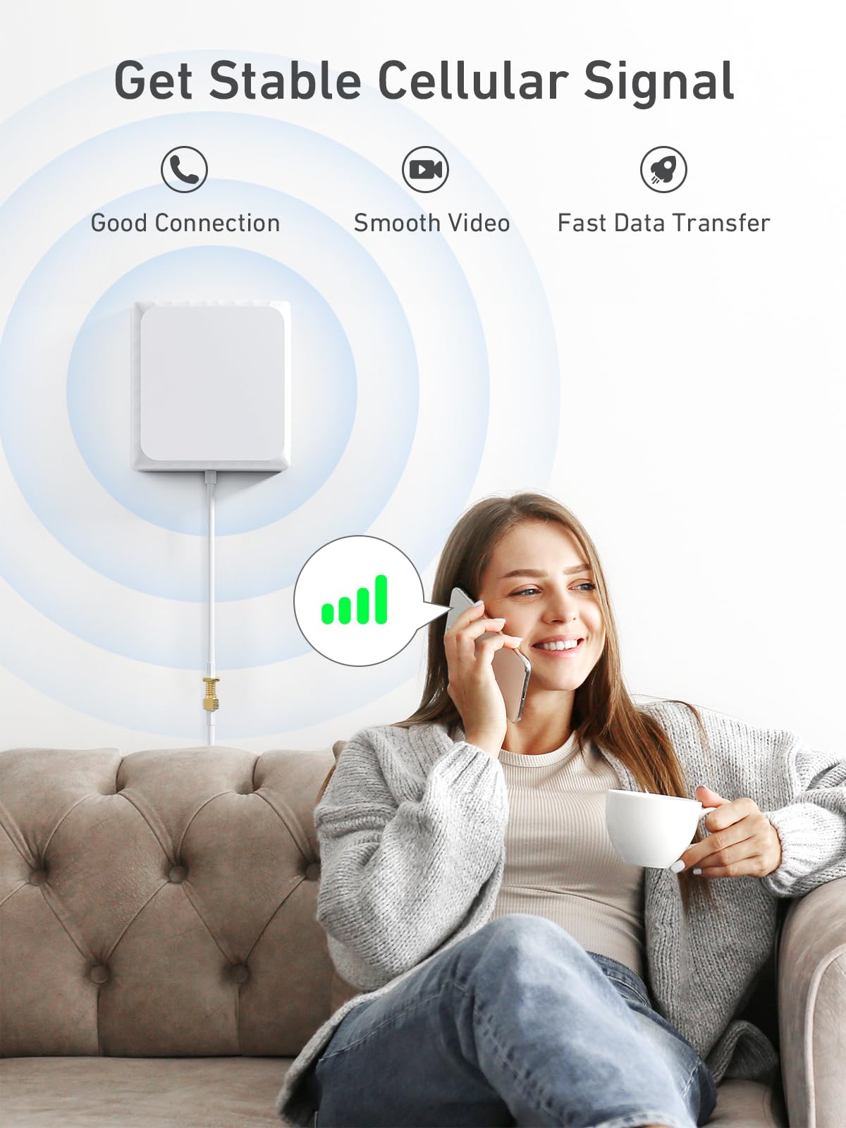 Ripetitore Segnale Cellulare Banda 20/8/7 4G 3G Supporta Wind Tre TIM e Iliad, ecc Amplificatore Segnale Cellulare Per la Casa Ufficio Ripetitore GSM con Antenna Omni