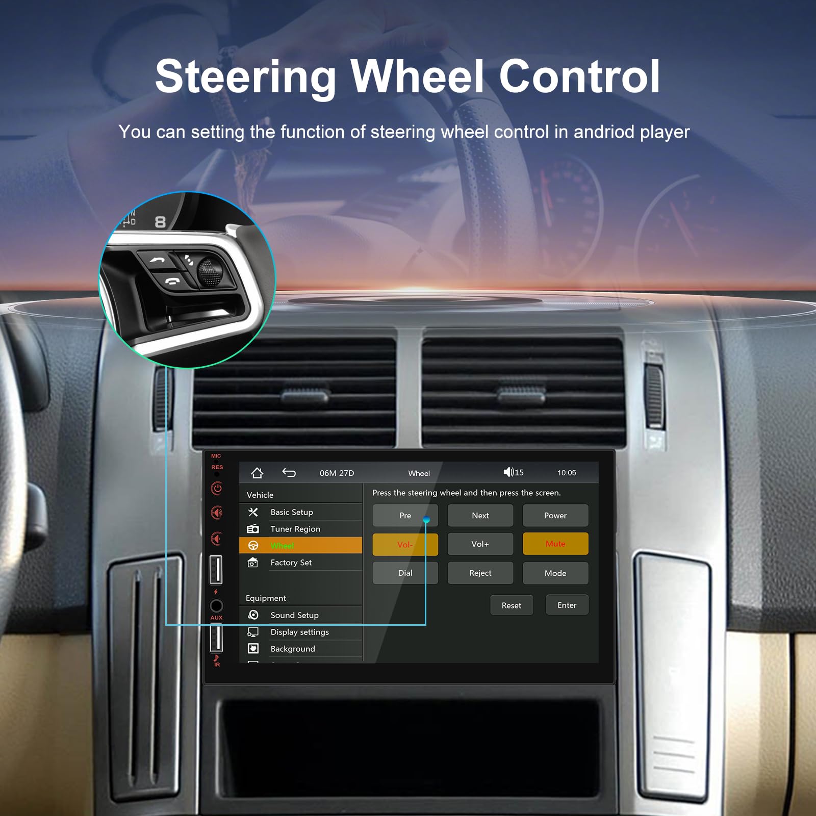 Autoradio 1 Din Wireless Carplay Android Auto con Schermo 7 Pollici Touch Display Auto Radio con Bluetooth Mirror Link per Android/IOS FM EQ USB AUX SWC Mic Retrocamera