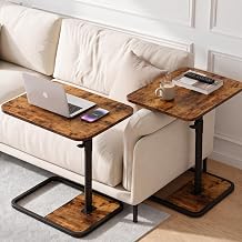 YUHFERA Extra Large 2-Pack TV Tray Tables for Couch, Brown