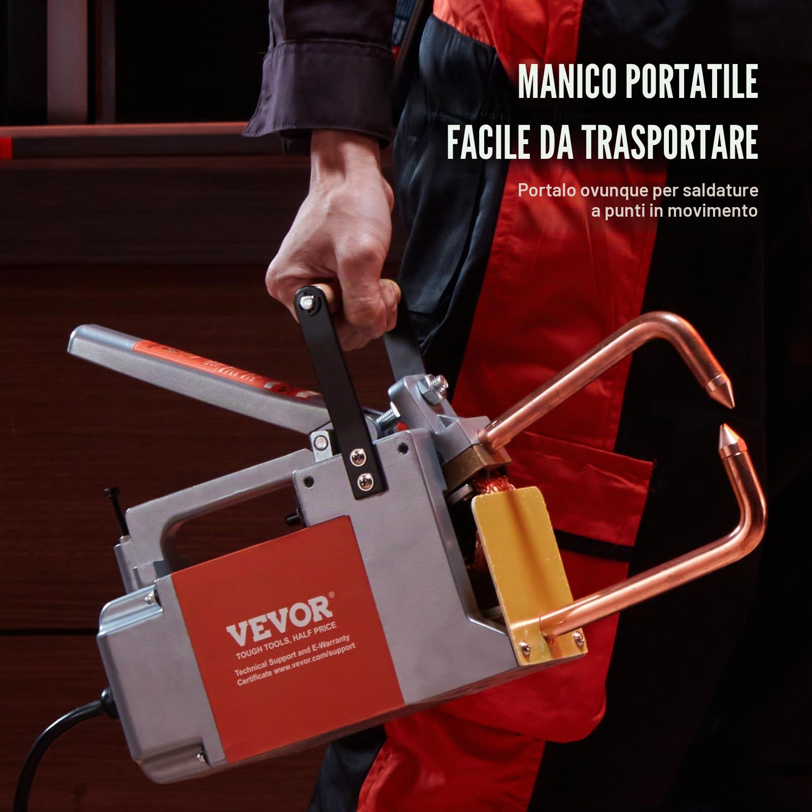 VEVOR Saldatore a punti portatile, spessore 1/8", saldatrice a punti, capacità di ingresso 8 kVA, saldatrice punta per lamiera di acciaio al carbonio, acciaio inossidabile, lamiera