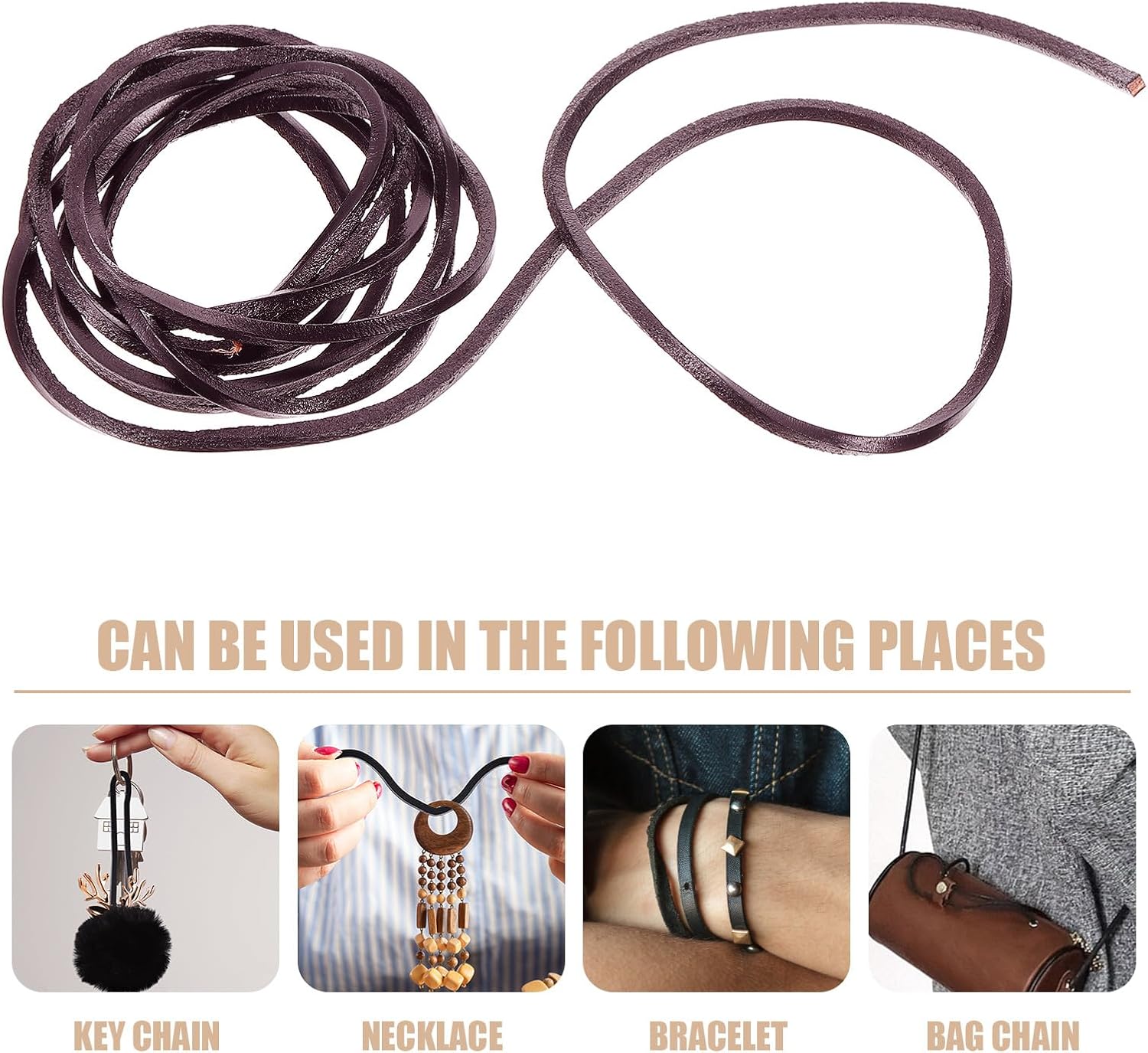 DIY Cowhide Rope for Bracelet Making 2 Pack Brown Craft Cord