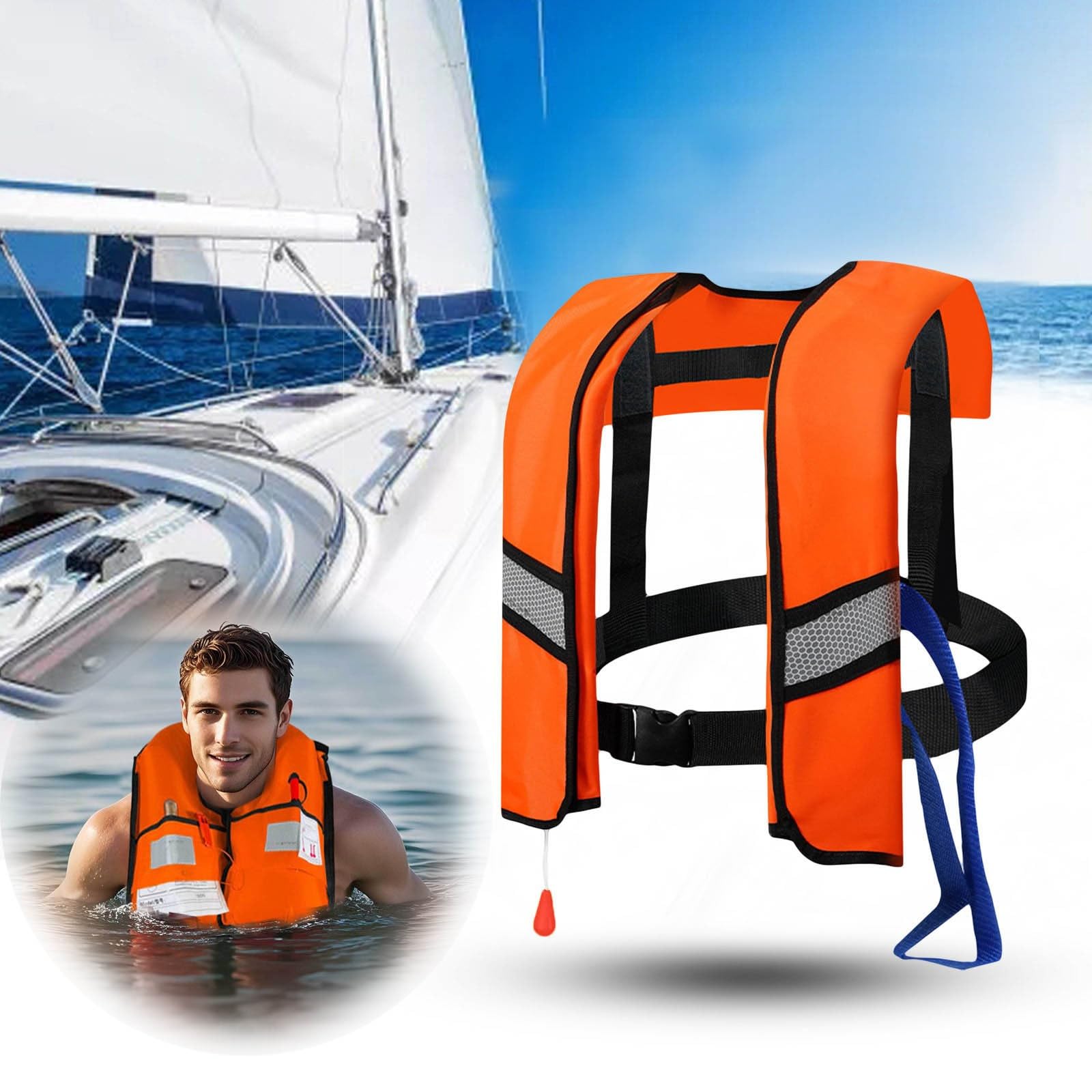 Generisch Automatisch aufblasbare Rettungsweste für Wasserausrüstung für Notfälle im Wasser. Ideal für lebensrettende Szenarien. Maximaler Auftrieb Zuverlässigkeit.