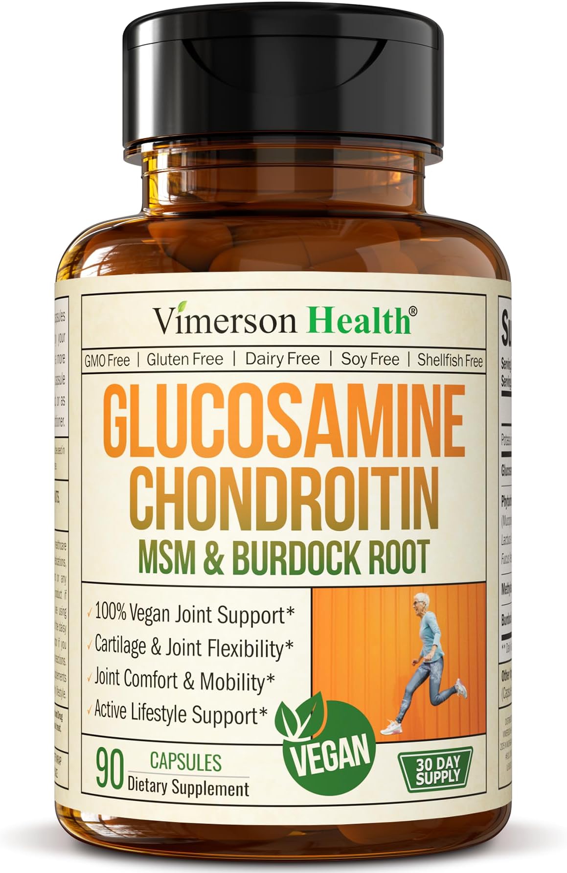Vegan Glucosamine Chondroitin, Phytodroitin MSM Supplement Capsules. Joint Support Supplement Without Shellfish. 100% Vegan, Non-GMO & Plant-Based. Knees, Joint Health & Inflammation Balance. 90 Caps
