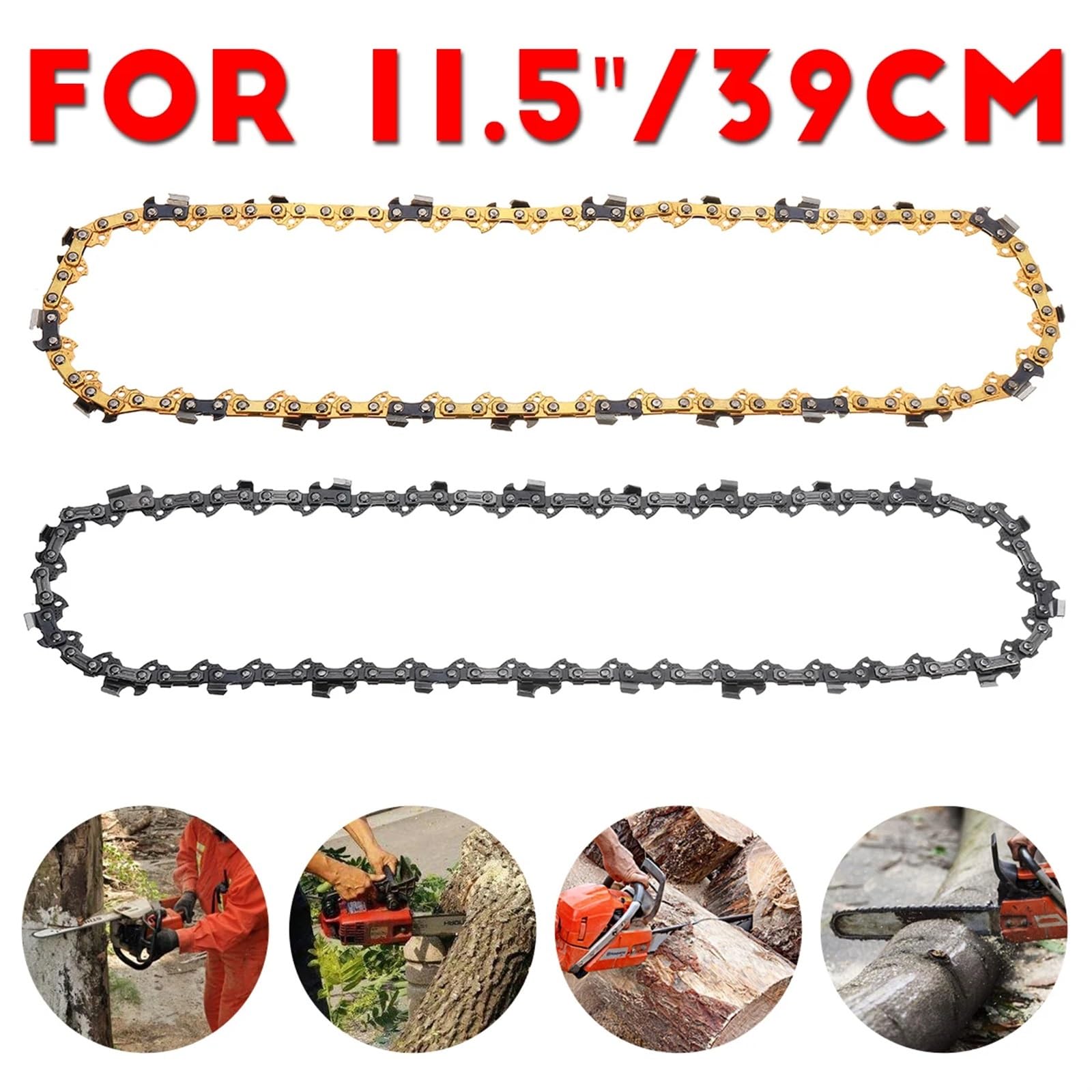 Accesorios para reparación de cadenas de sierra, Confezione da 2 catene for motosega in acciaio, passo 3/8 LP for motoseghe elettriche, barre di diverse dimensioni(20 Inch 76drive Link)