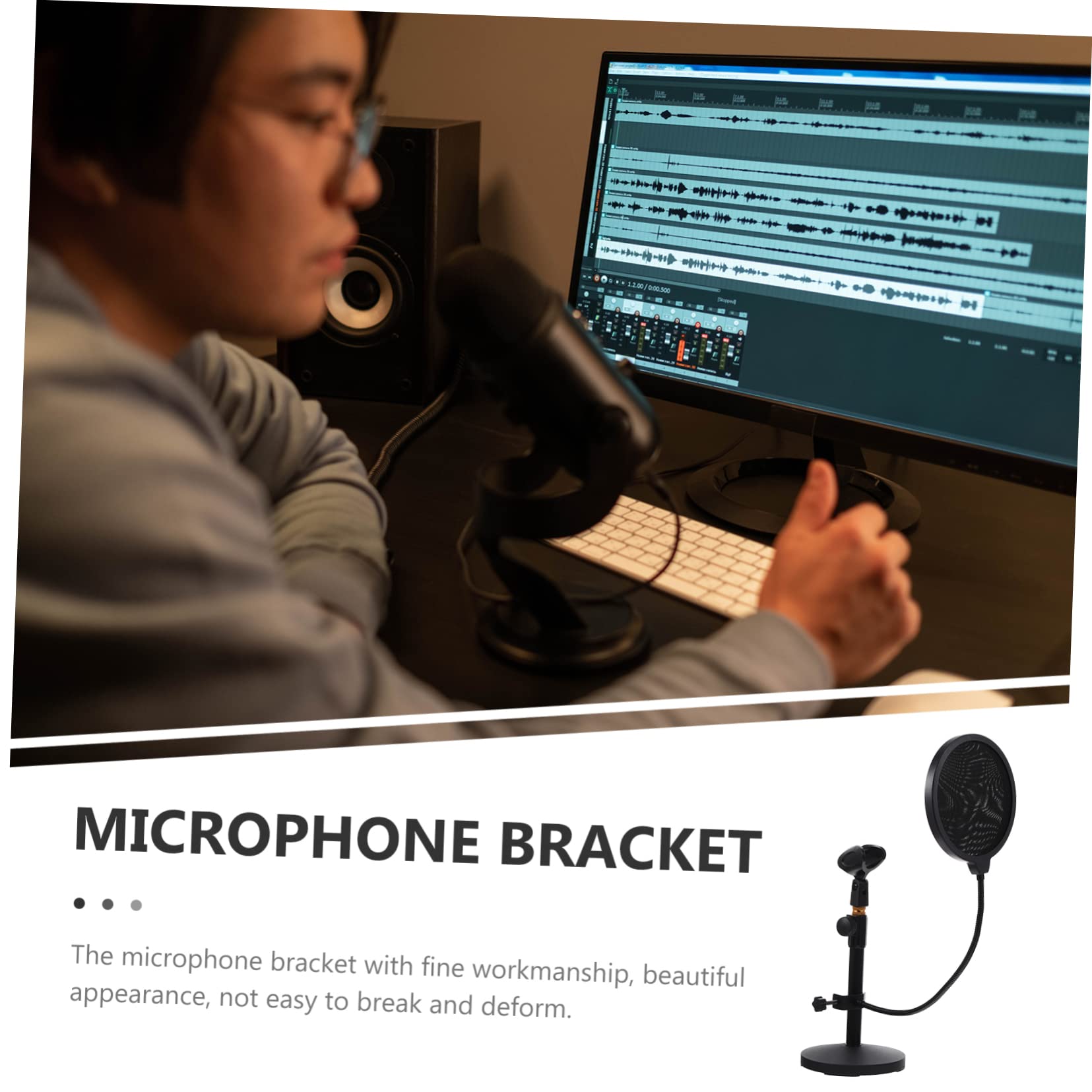Mikikit Supporto Per Microfono Da Tavolo Con Filtro Antivibrazione Per Registrazioni Audio e Trasmissioni Radiofoniche