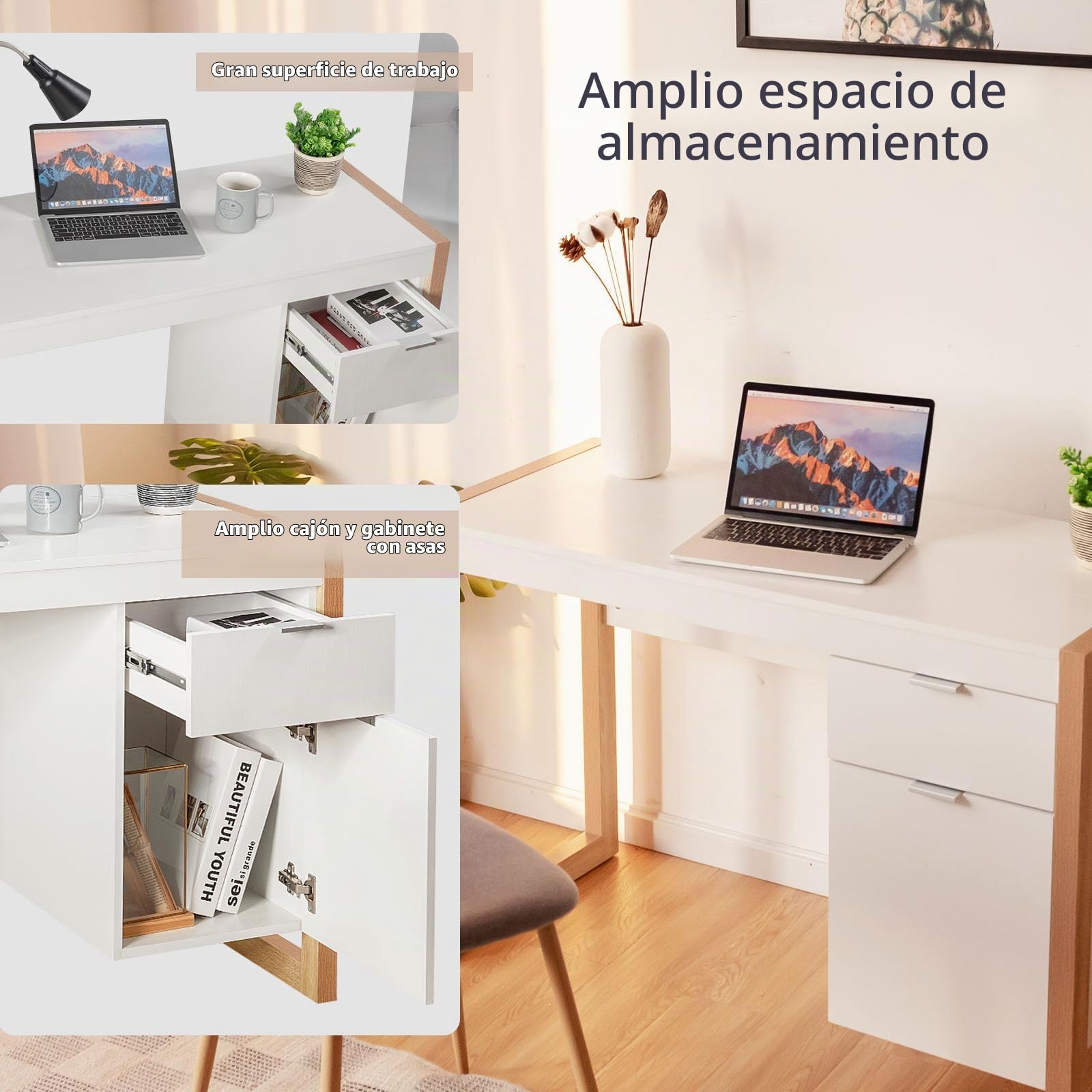 LIFEZEAL Escritorio con cajones Moderno para PC