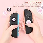 DLseego Thumb Grips Designed for Nintendo Switch 2 2025, Soft Silicone Joycon Analog Controller Protective Anti-Slip Cover 4PCS Button Joy Con Joystick Caps Cat Claw Covers - White&Black&Pink