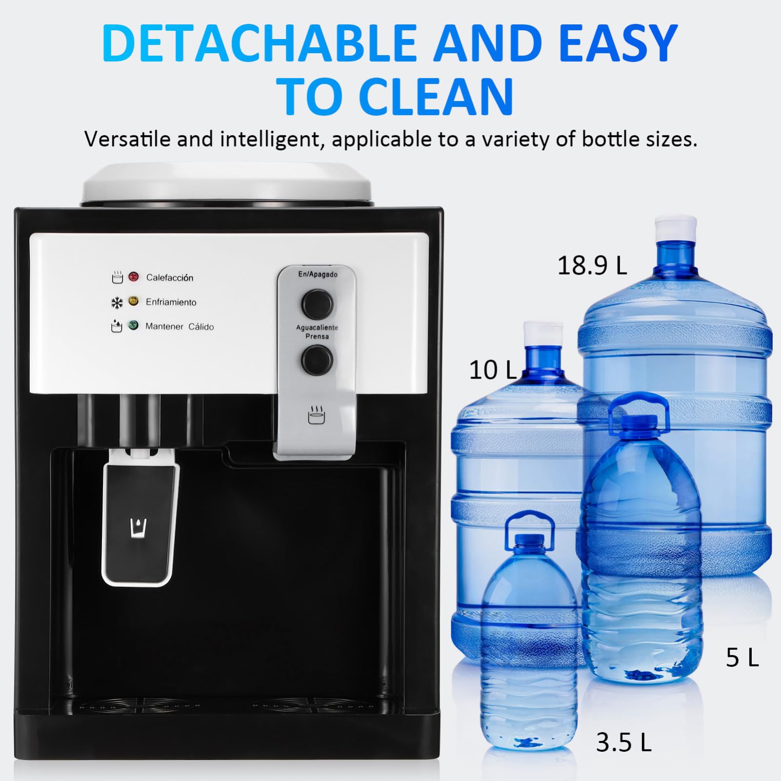 OSALADI Top Loading Water Cooler Dispenser with Options Compact Countertop Design for Use Easy to Use with Detachable Components Compatibility for Various Bottle