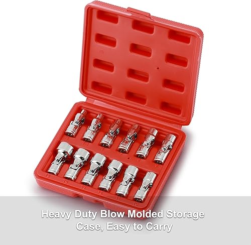 Miniatura 7 de CASOMAN Juego de llaves de vaso flexibles universales de 14 pulgadas, métrica, 0.197 in a 0.591 in, 6 puntos, CR-V, cabezal giratorio, acceso de 360