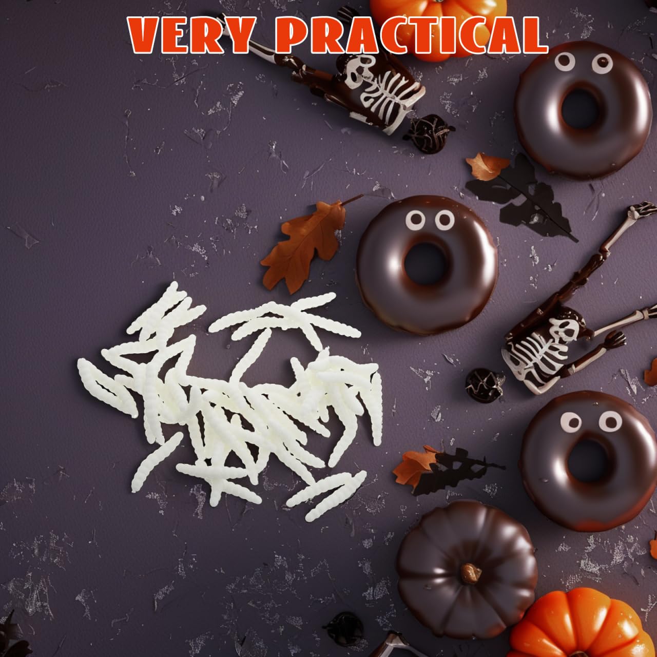 Toyvian Realistic Prank Maggots 50Pcs Soft Fake Worms for Halloween Party Decorations and Office Pranks Interactive Toy Bugs for Kids and Adults - Image 4