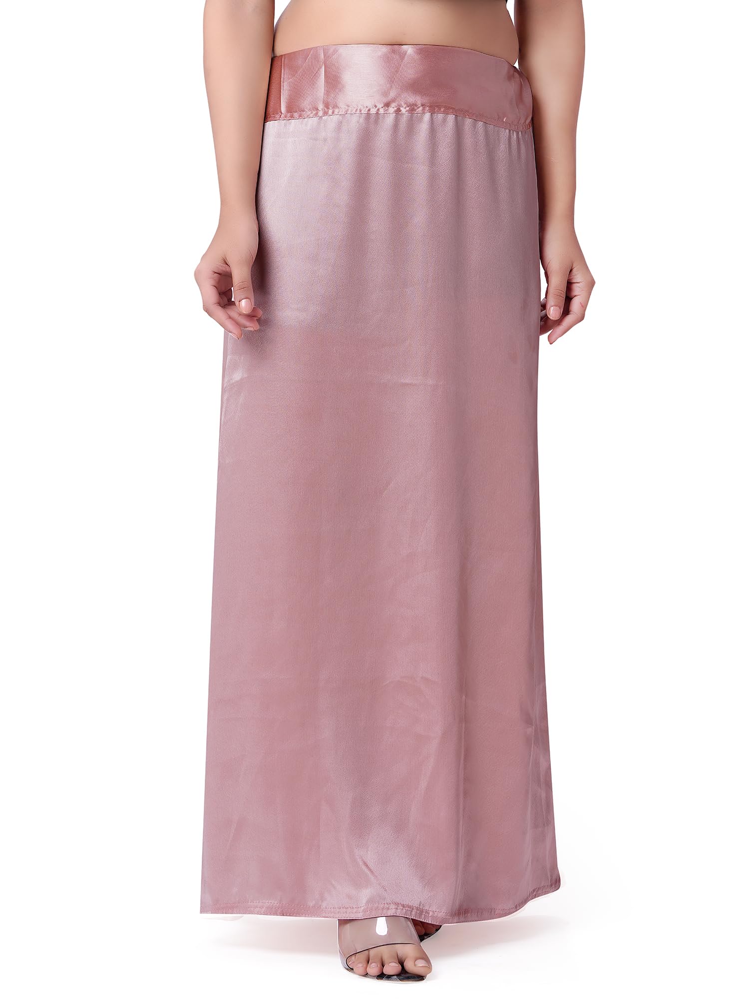 Satin A-Line Saree Petticoat, Dull Gajri Pink, Floor Length